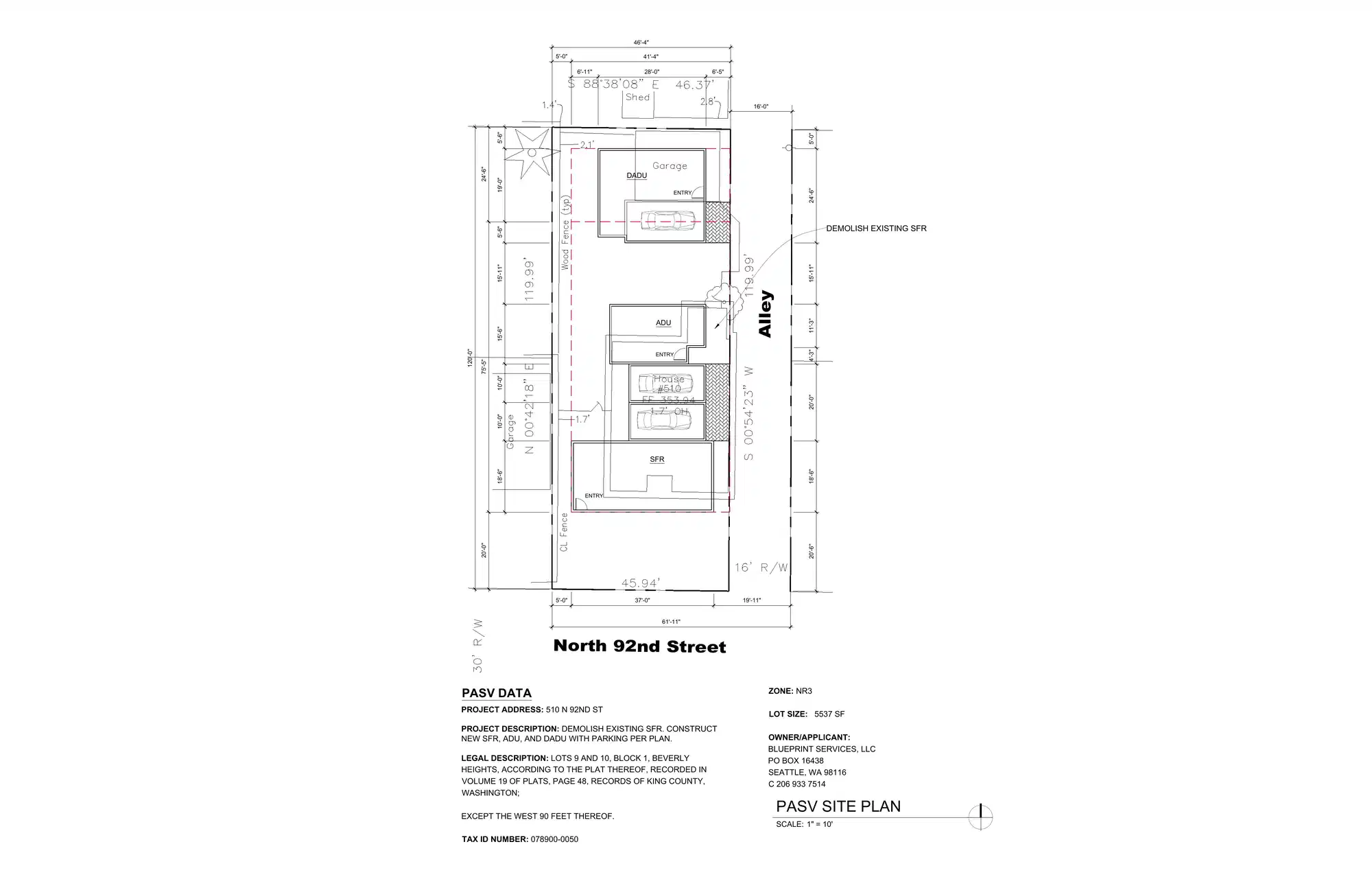 Site plan for 514 N 92nd St