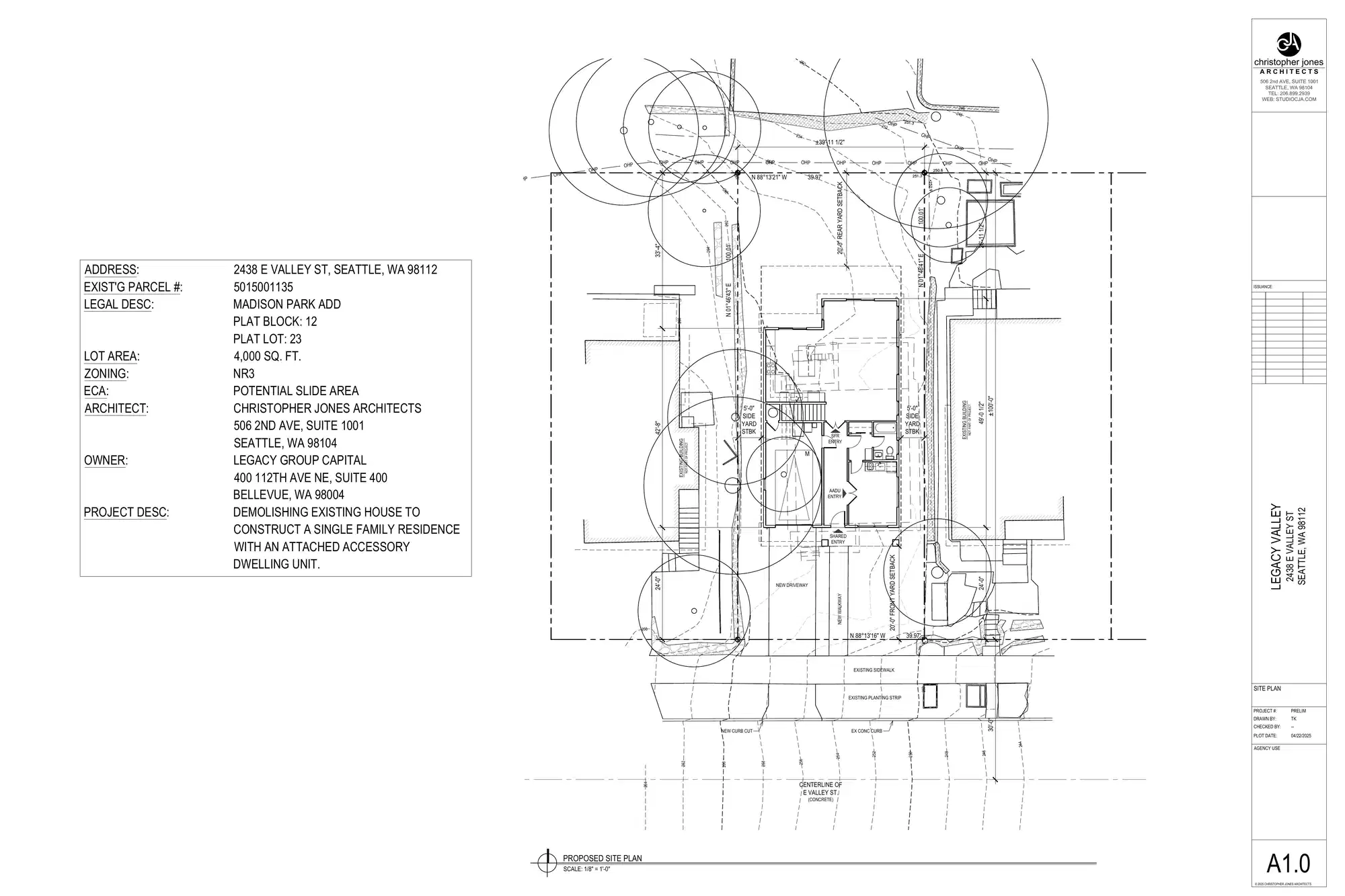 Site plan for 2438 E Valley St