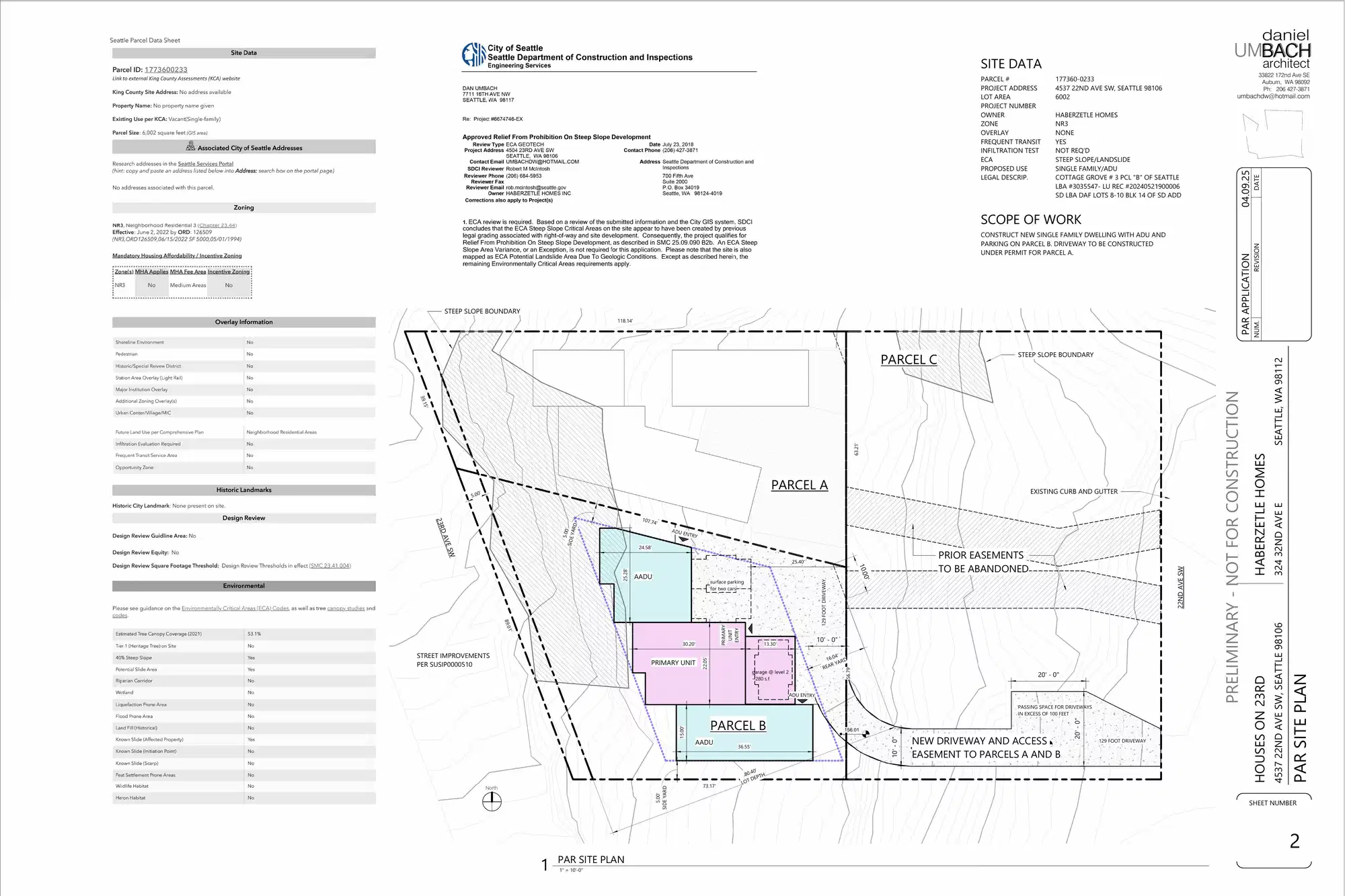 Site plan for 4537 B 22nd Ave SW