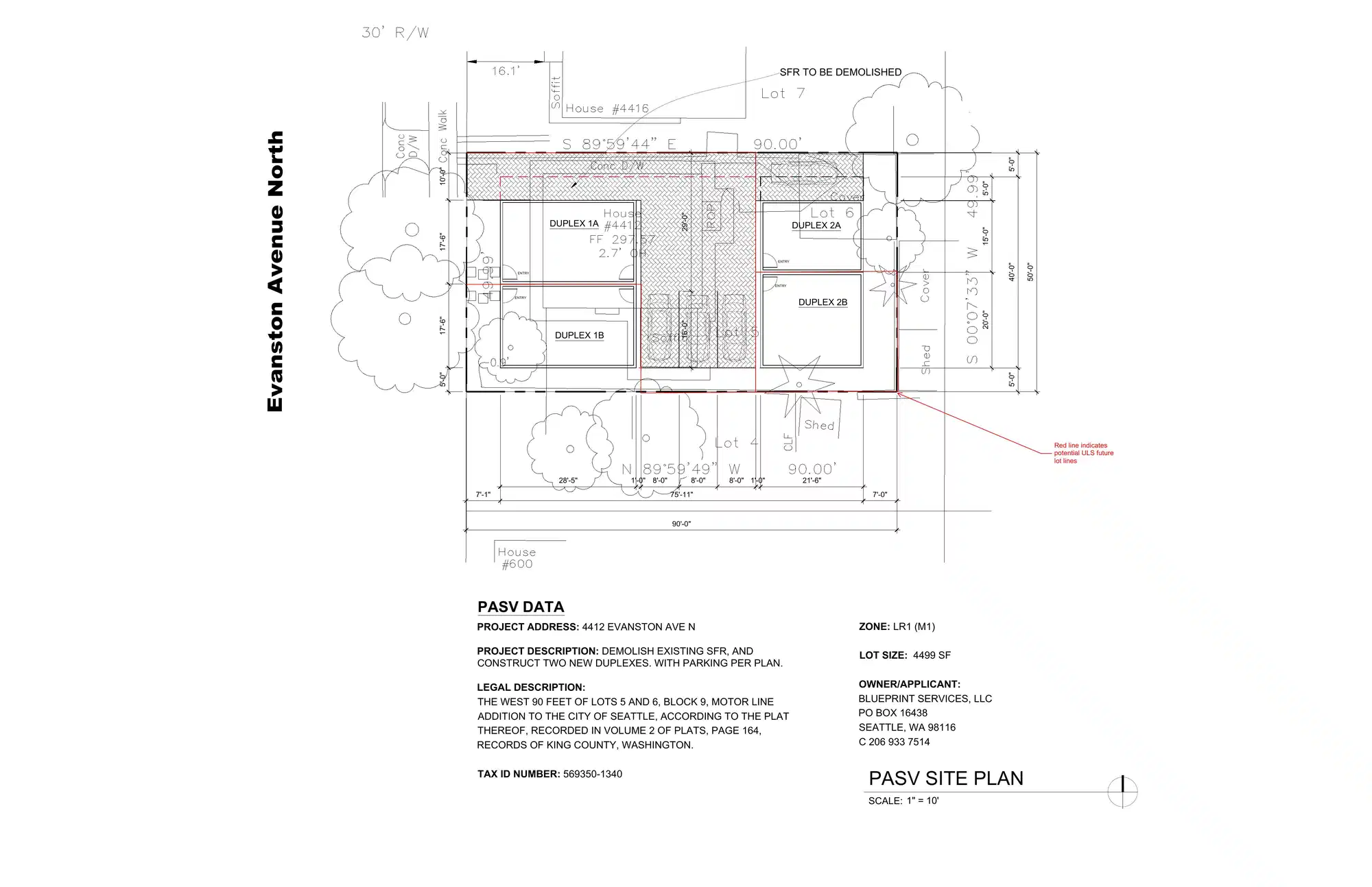 Site plan for 4412 Evanston Ave N