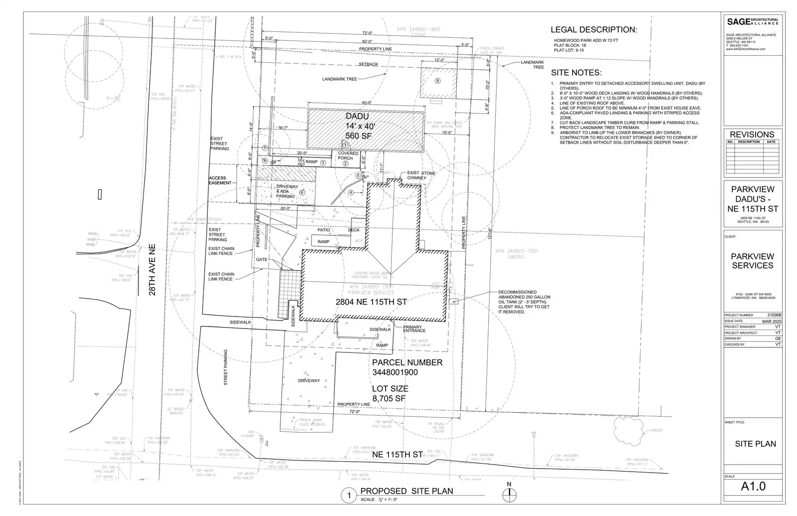 Site plan for 11506 28th Ave NE