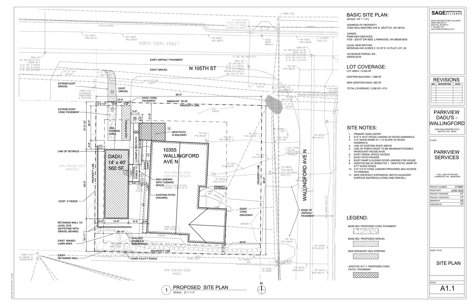 Site plan for 1727 N 105th St