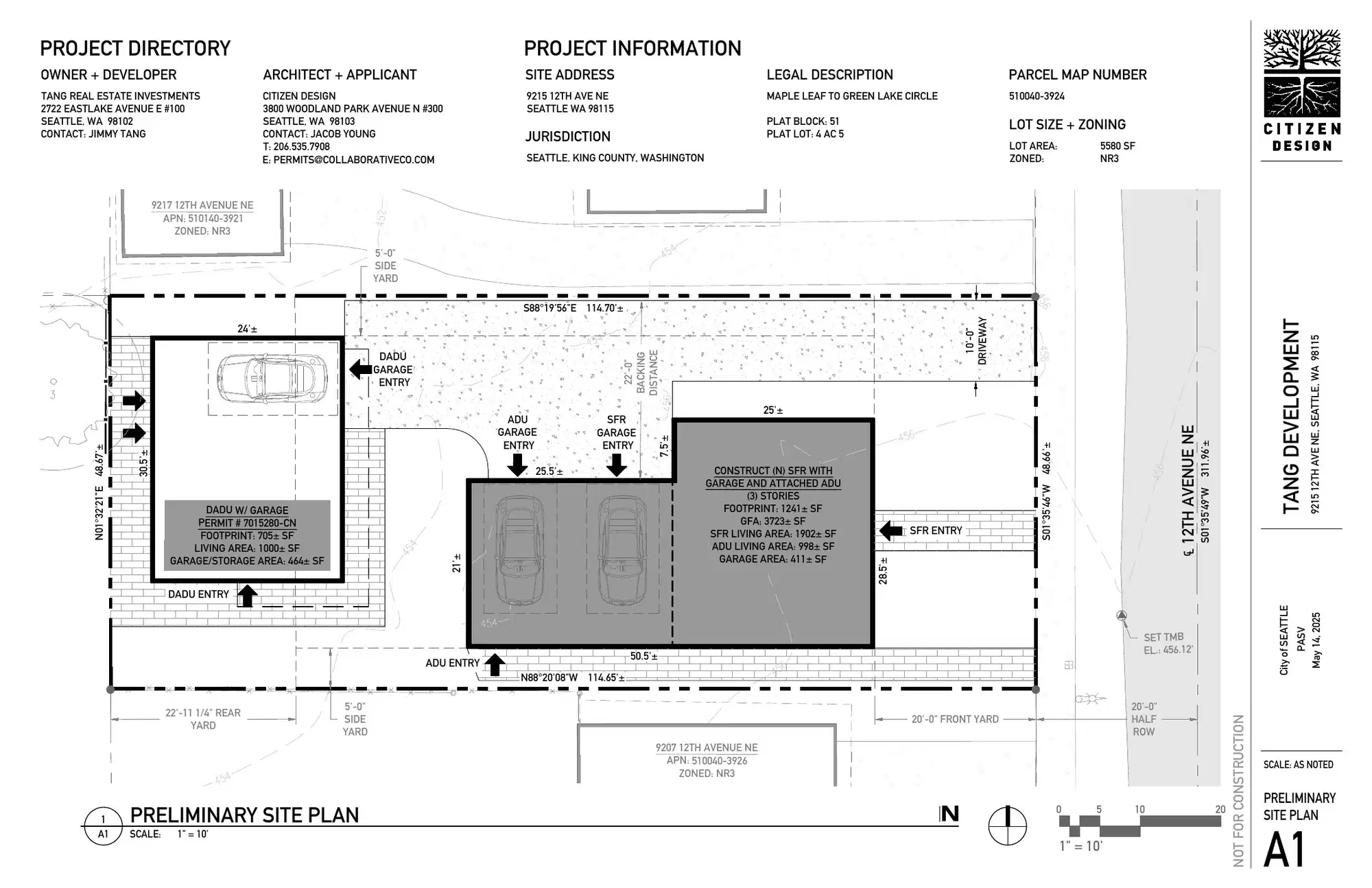 Site plan for 9215 12th Ave NE