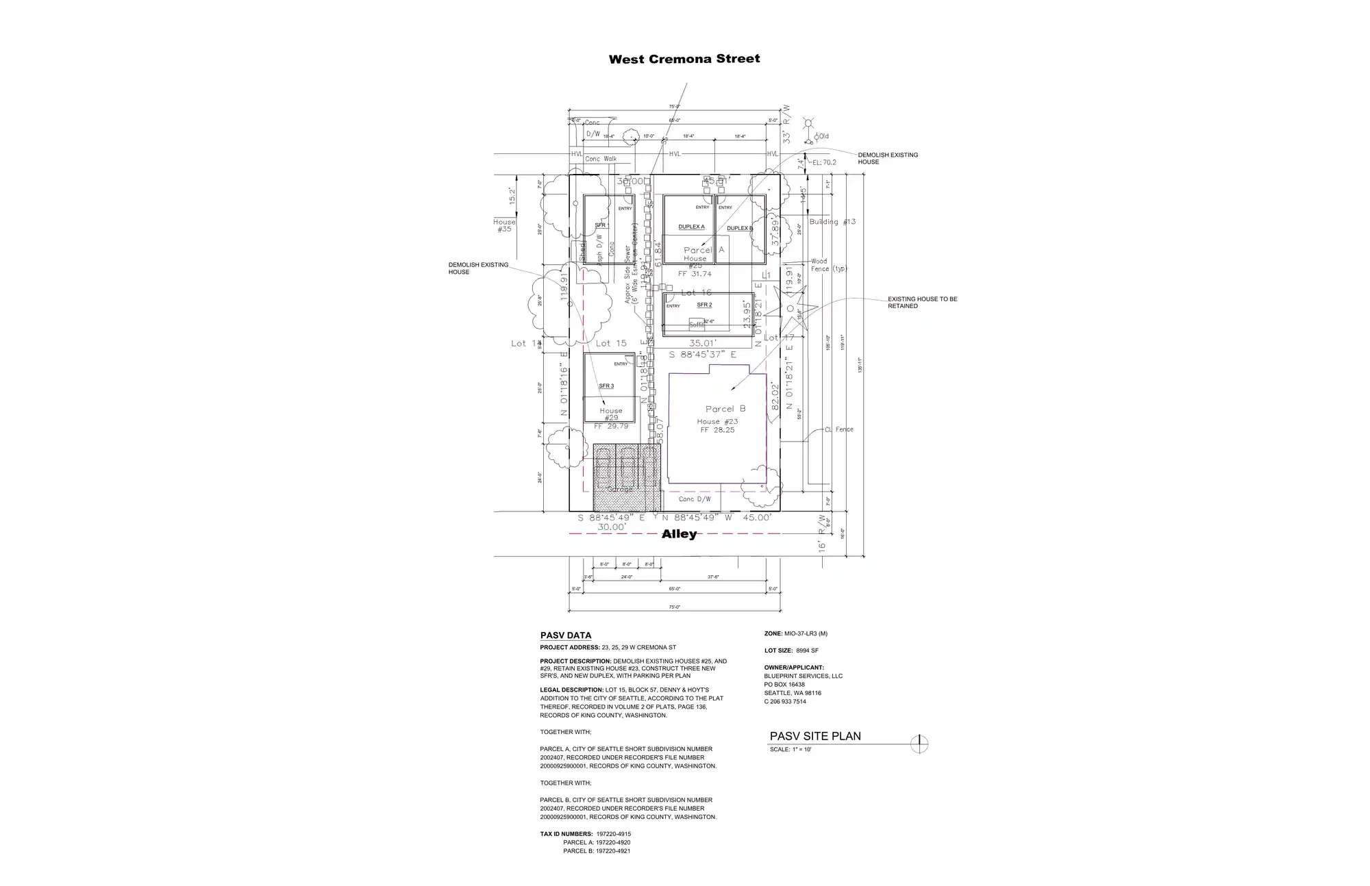 Site plan for 23 W Cremona St