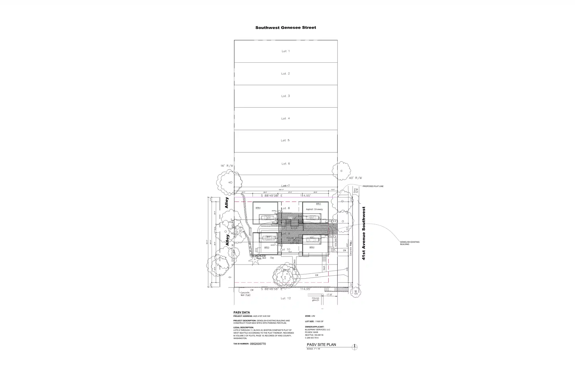 Site plan for 4421 41st Ave SW