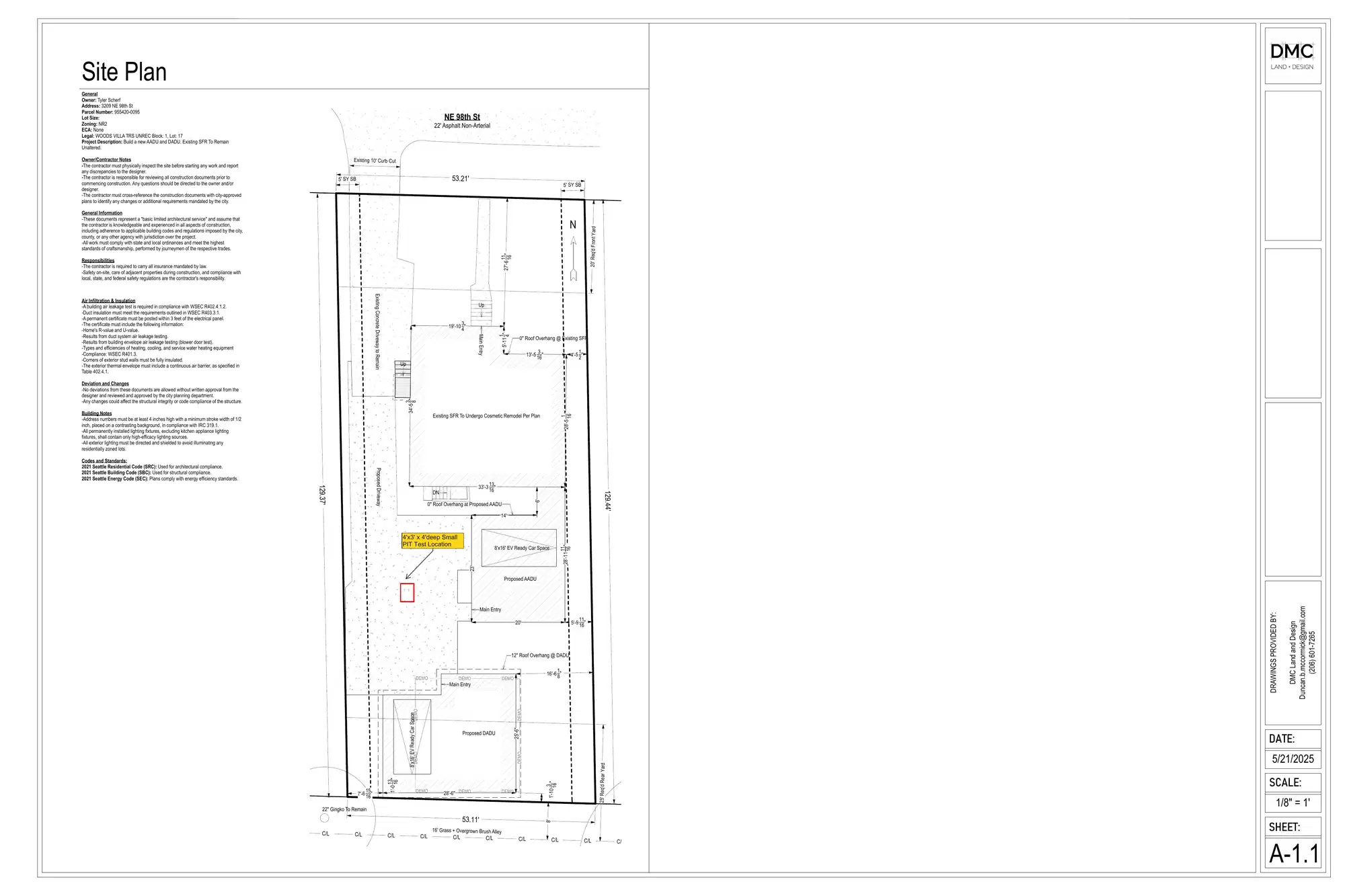 Site plan for 3207 NE 98th St