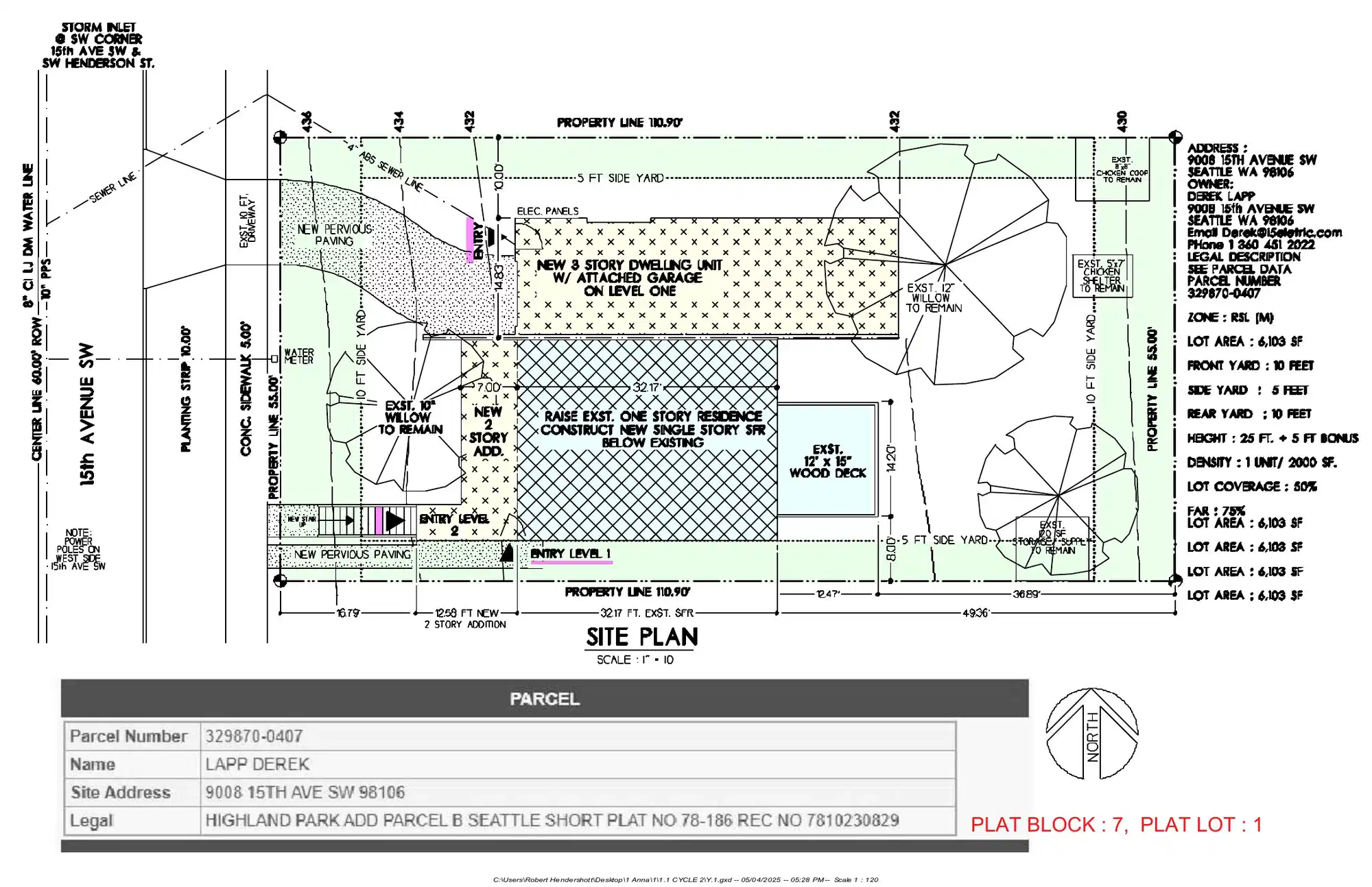 Site plan for 9008 15th Ave SW
