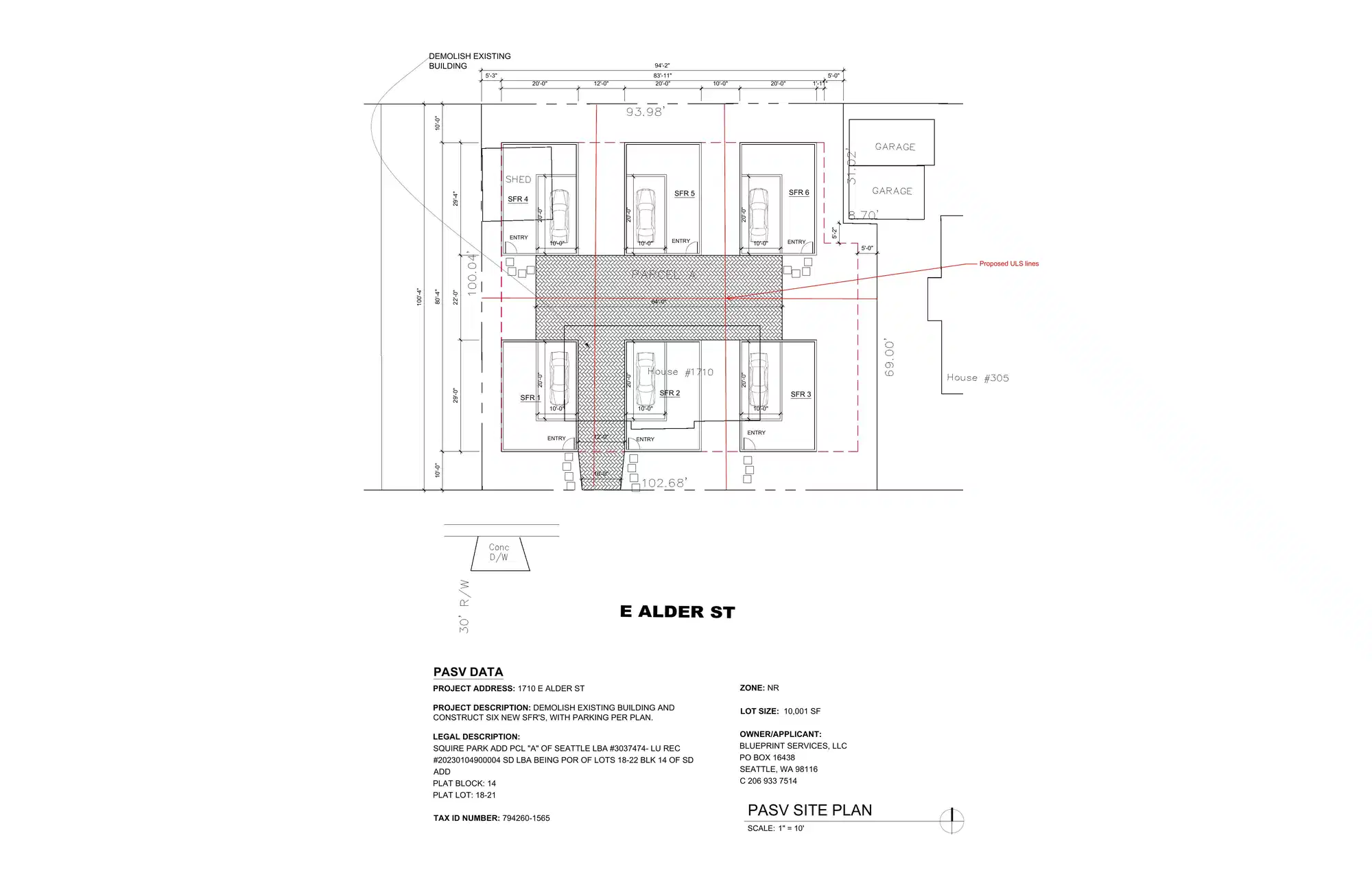 Site plan for 1710 E Alder St
