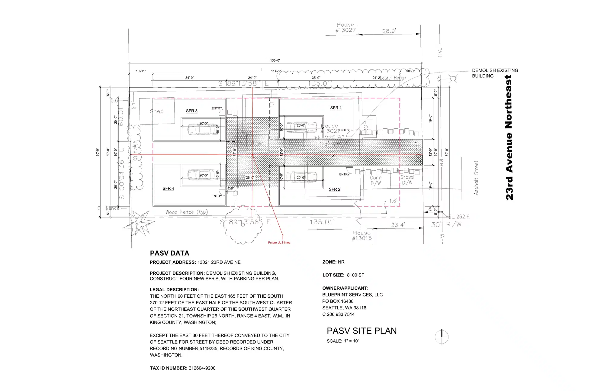 Site plan for 13019 23rd Ave NE