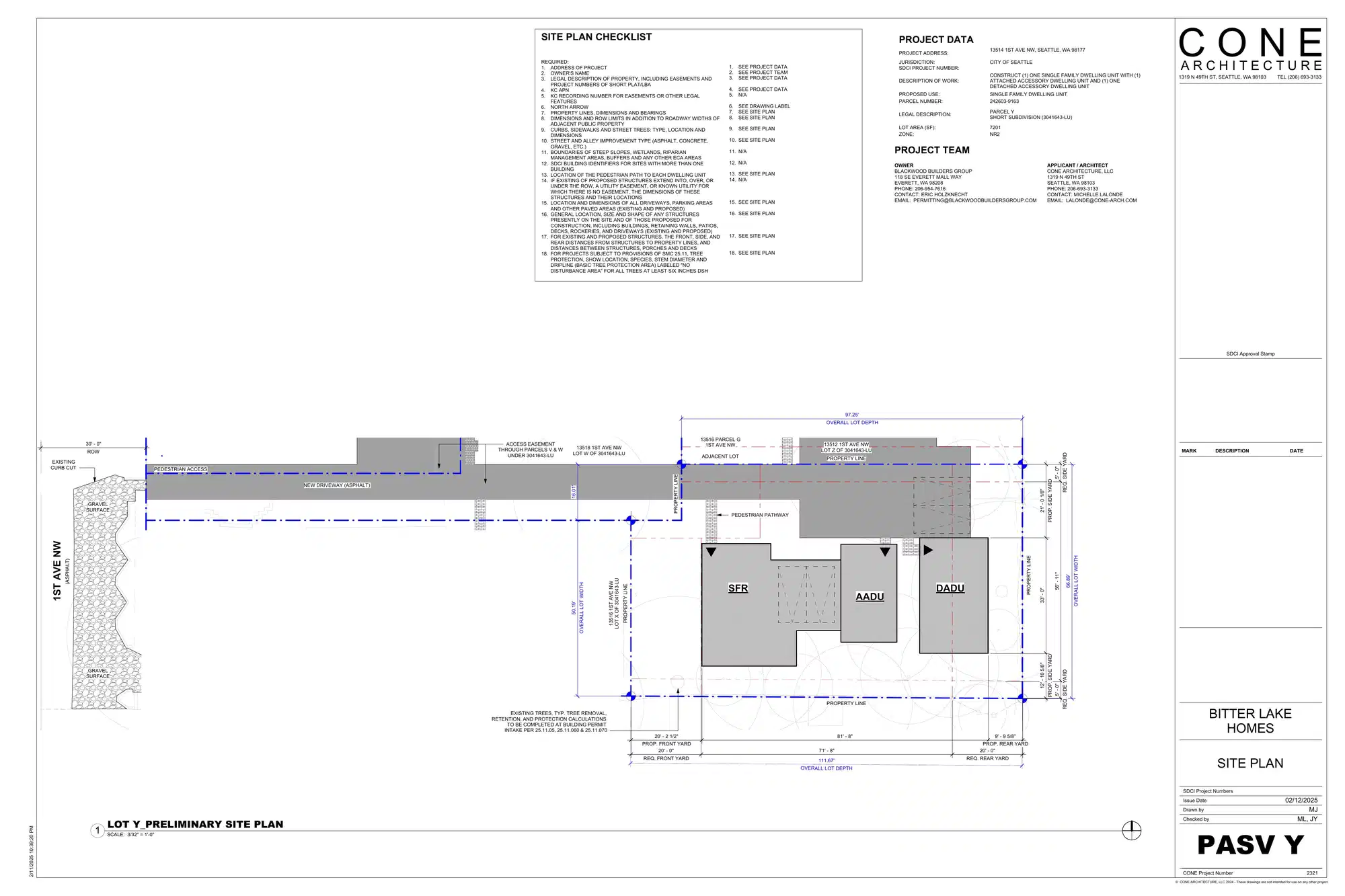 Site plan for 13514 A 1st Ave NW