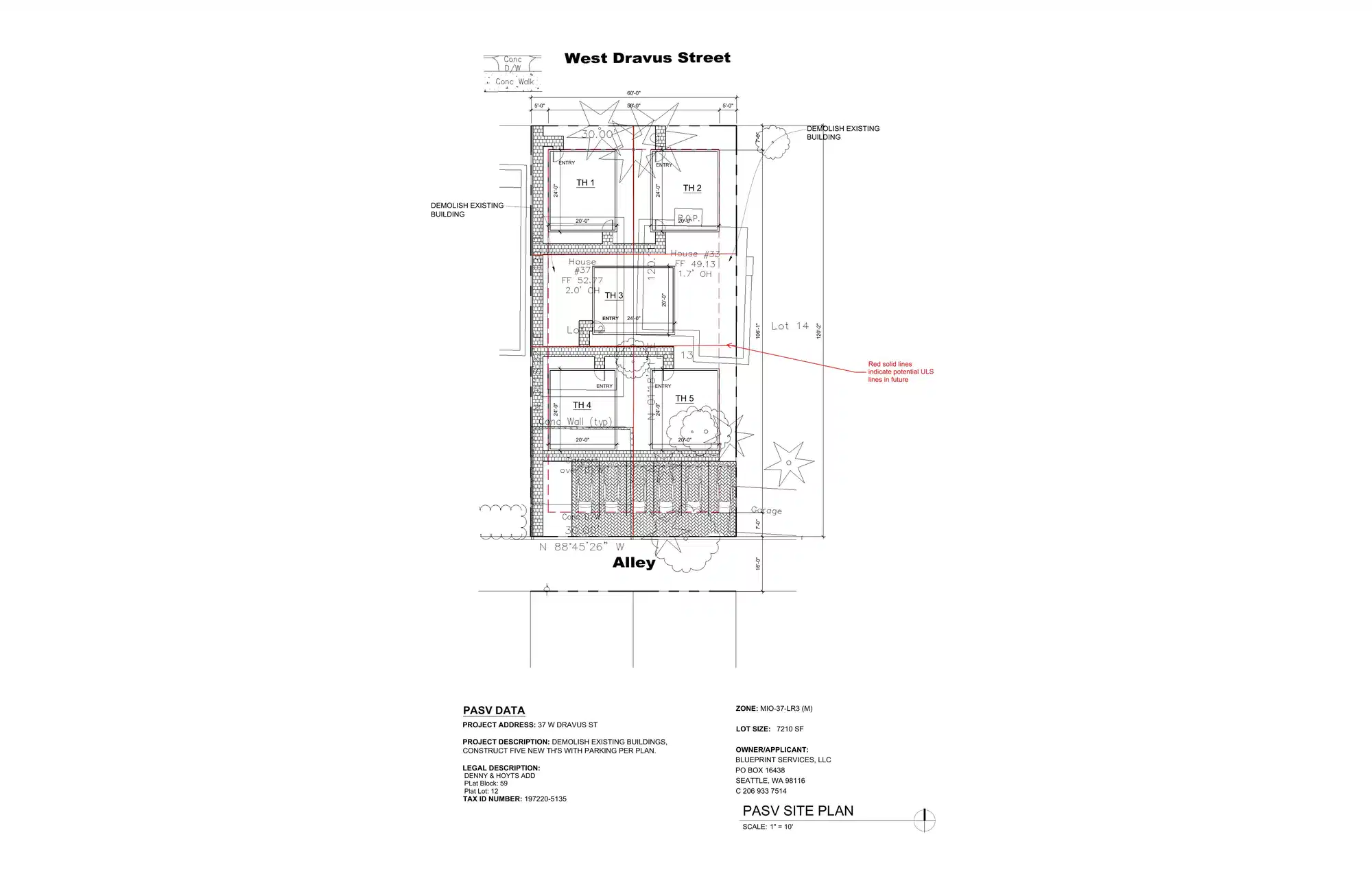 Site plan for 33 B W Dravus St