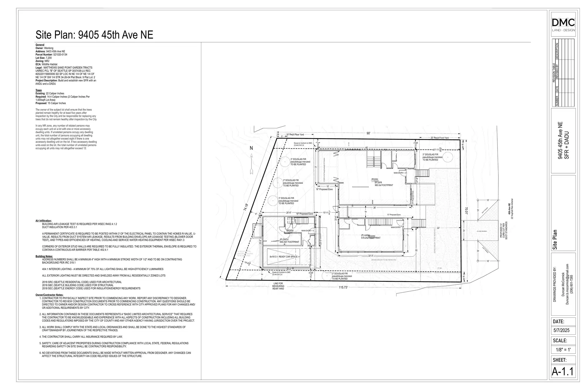 Site plan for 9403 C 45th Ave NE