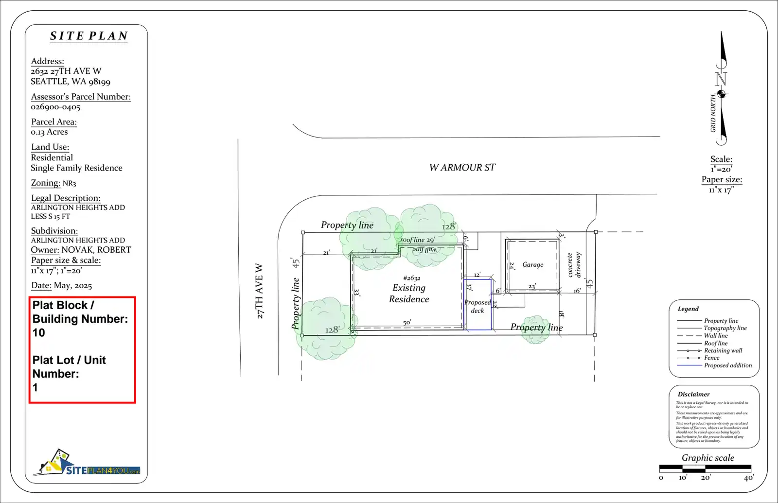 Site plan for 2632 27th Ave W