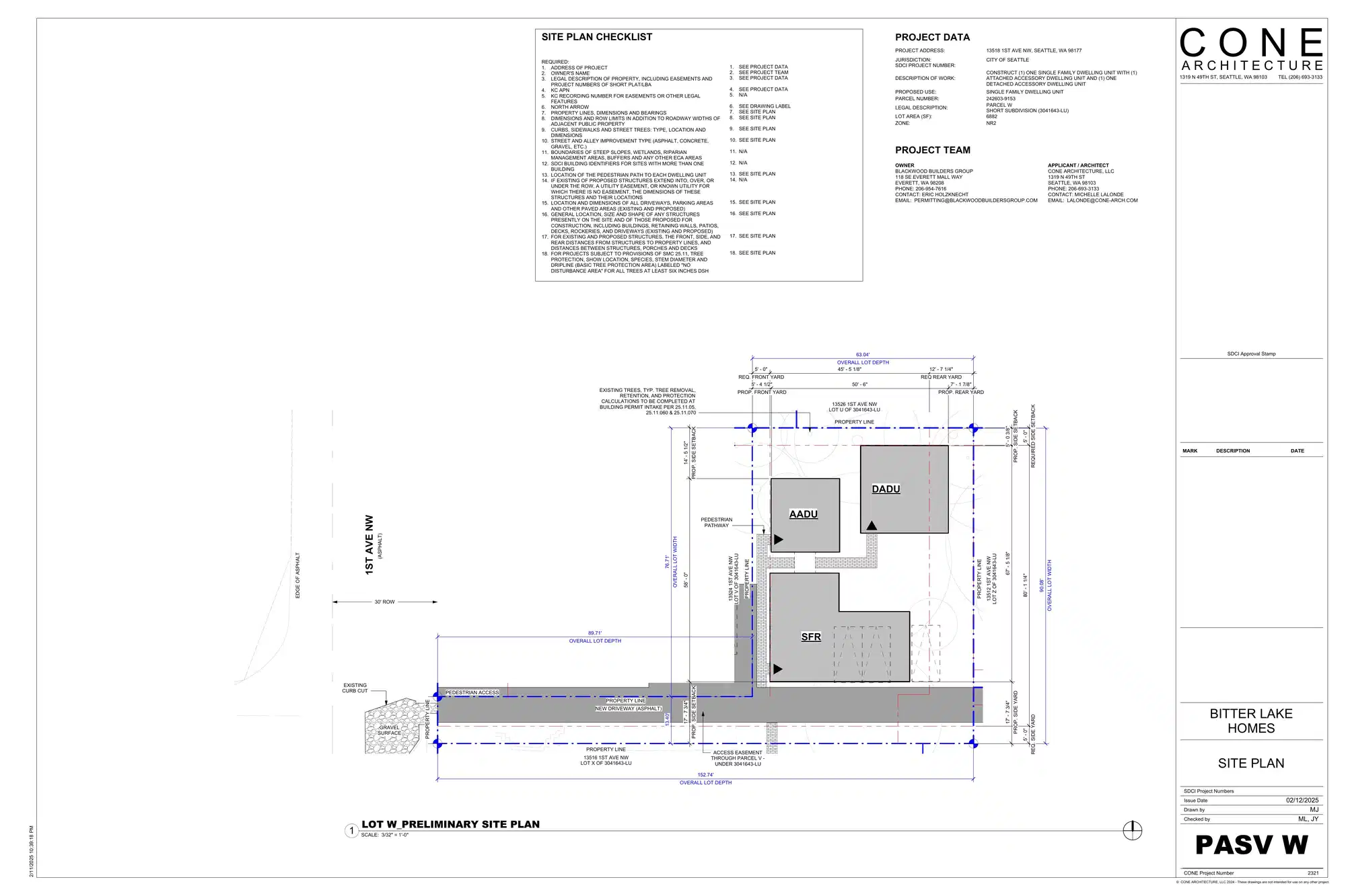 Site plan for 13518 C 1st Ave NW
