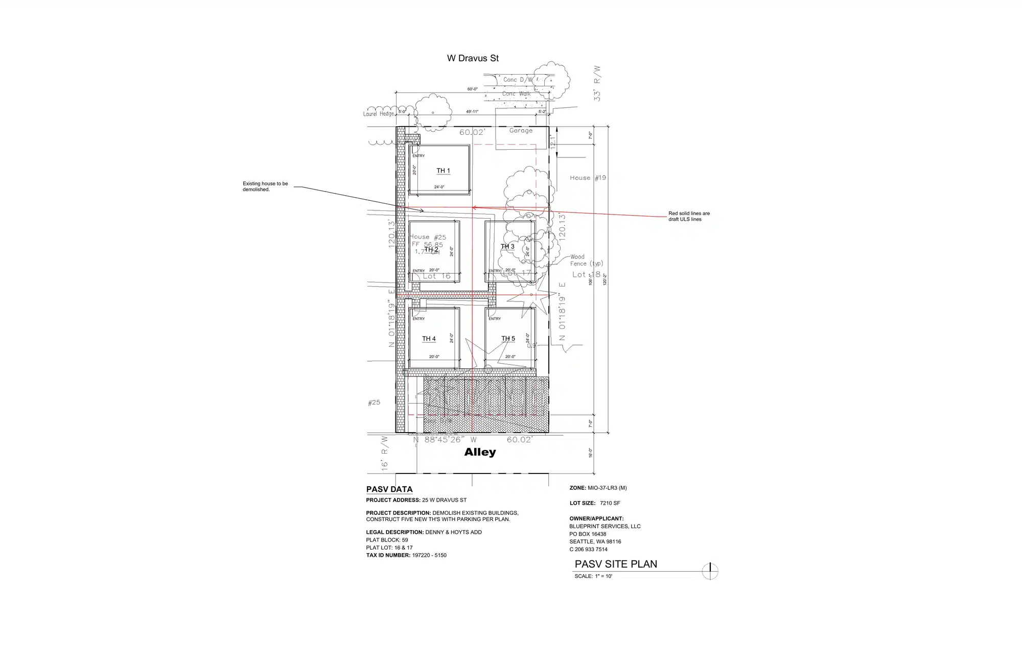 Site plan for 25 B W Dravus St