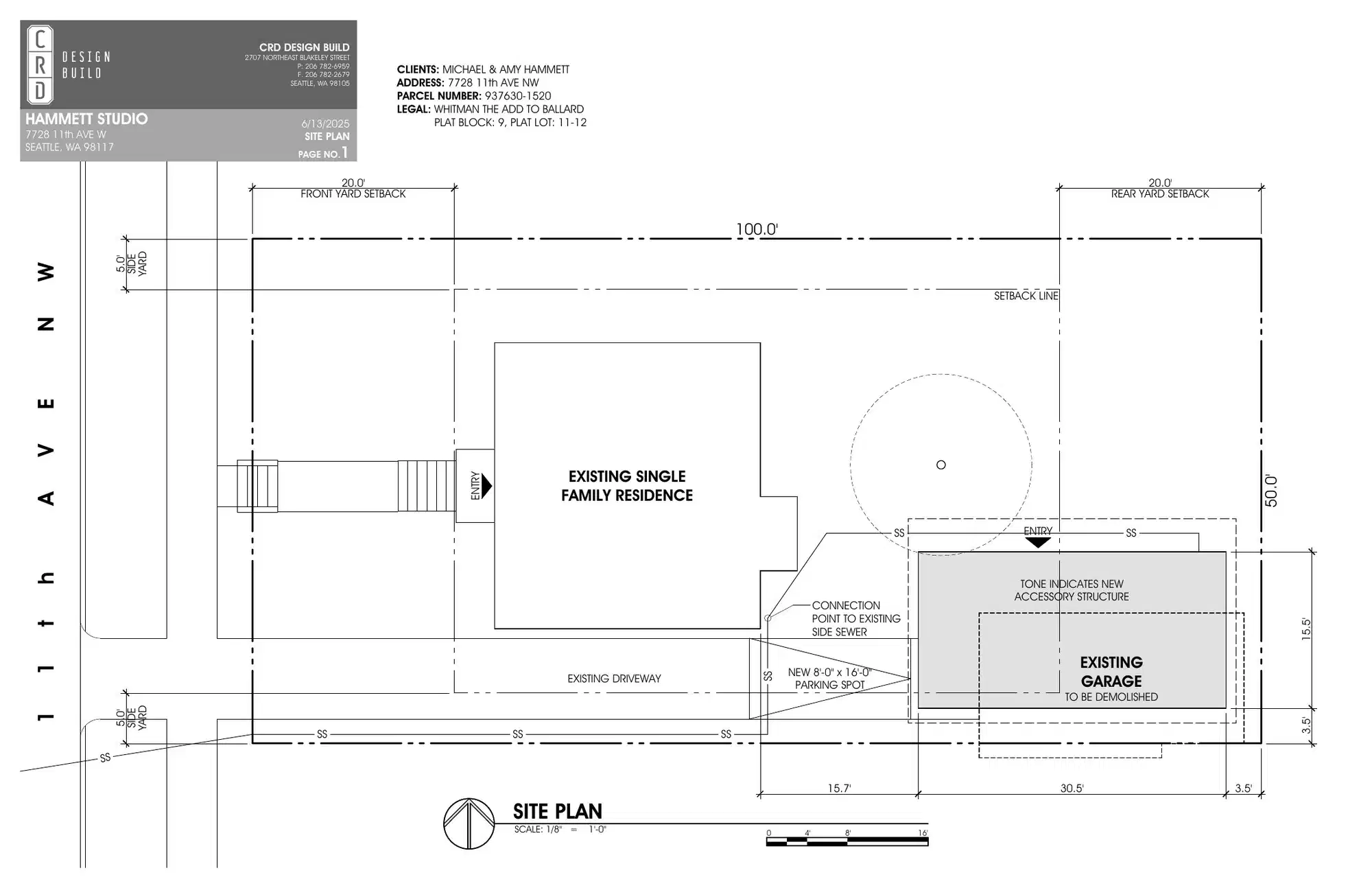 Site plan for 7726 11th Ave NW