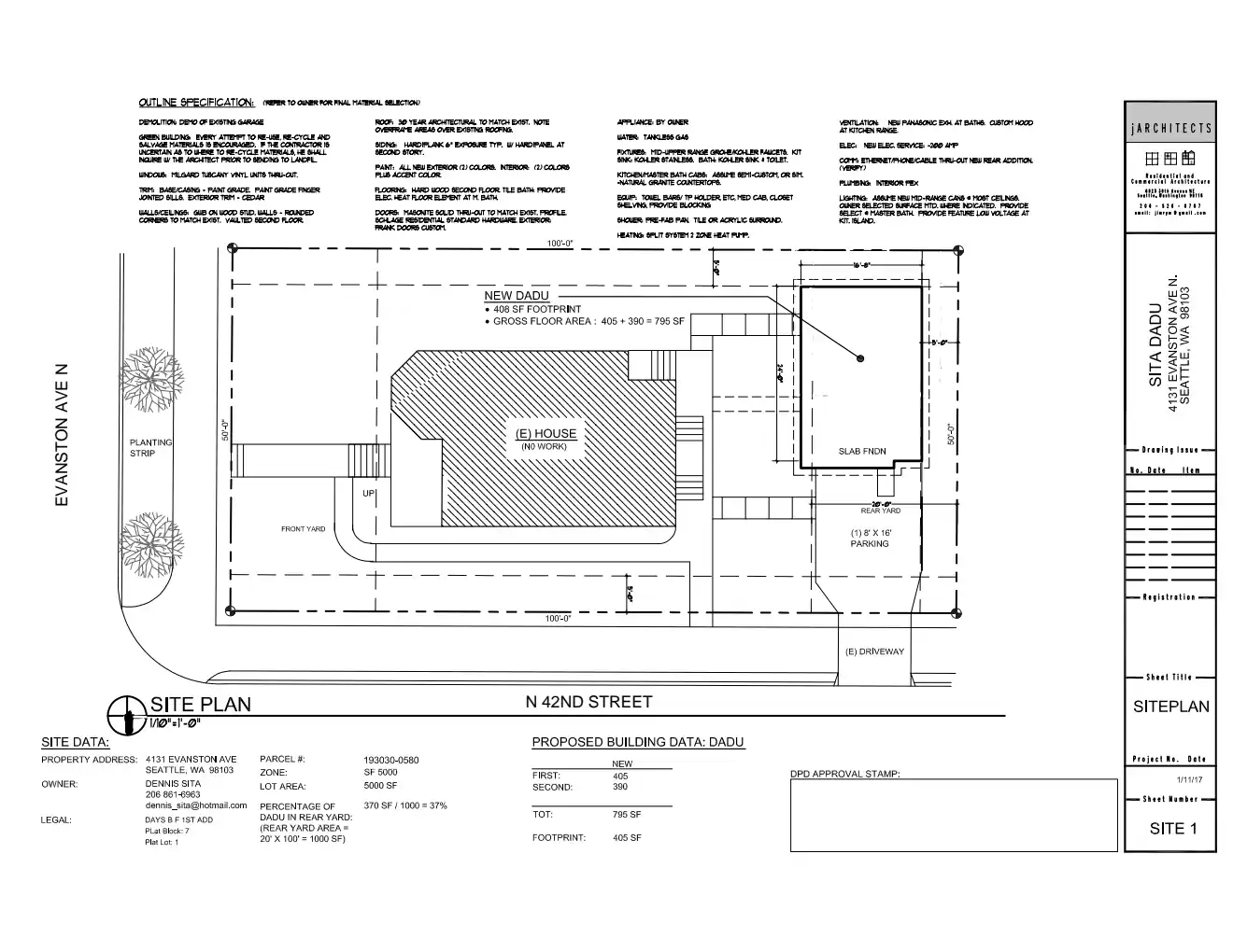 Site plan for 523 N 42nd St