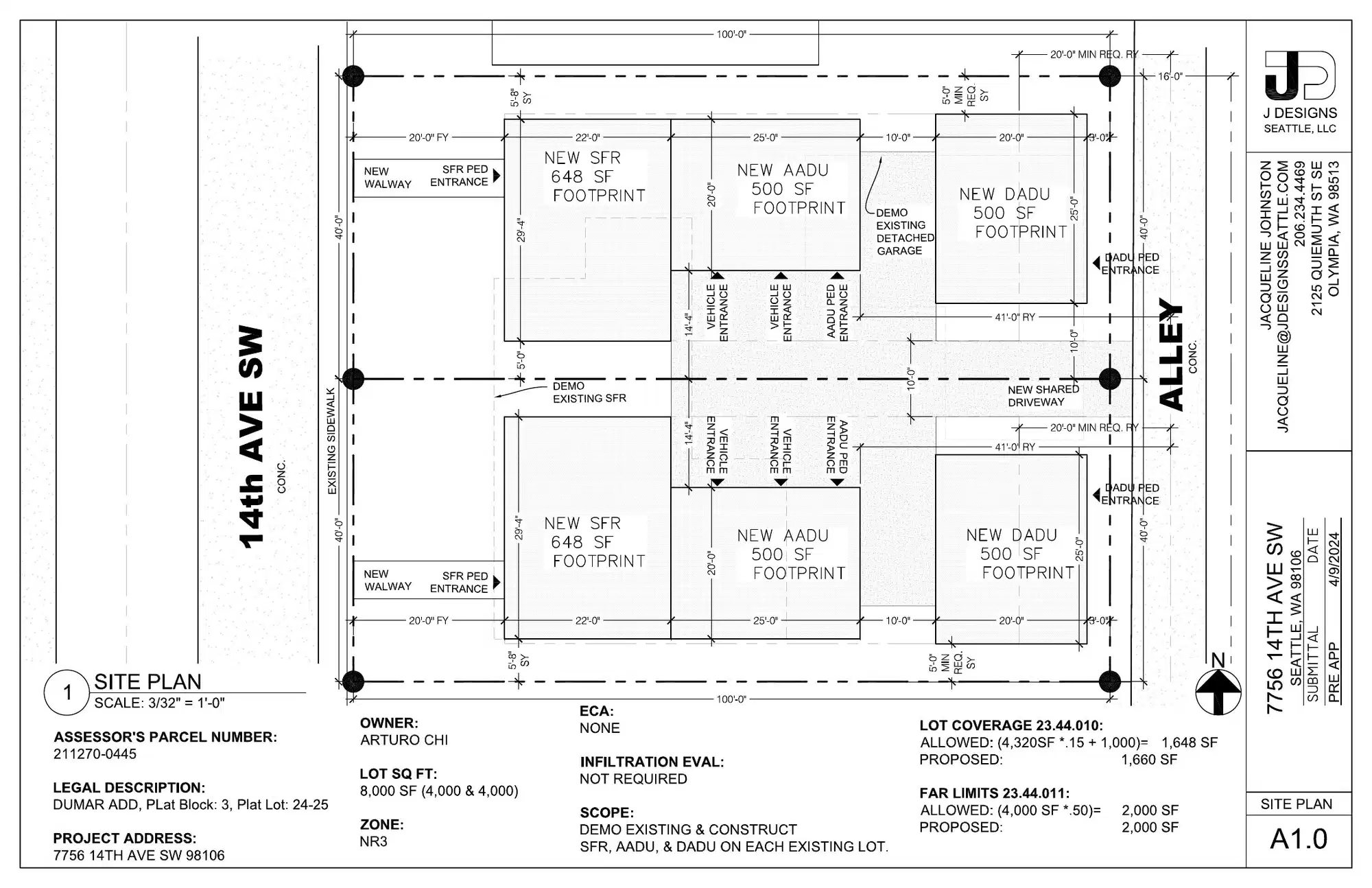 Site plan for 7754 14th Ave SW
