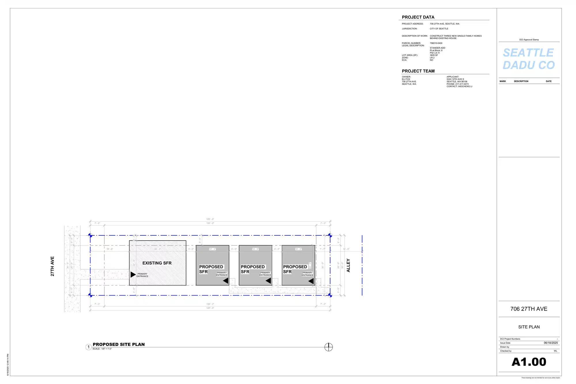 Site plan for 708 A 27th Ave