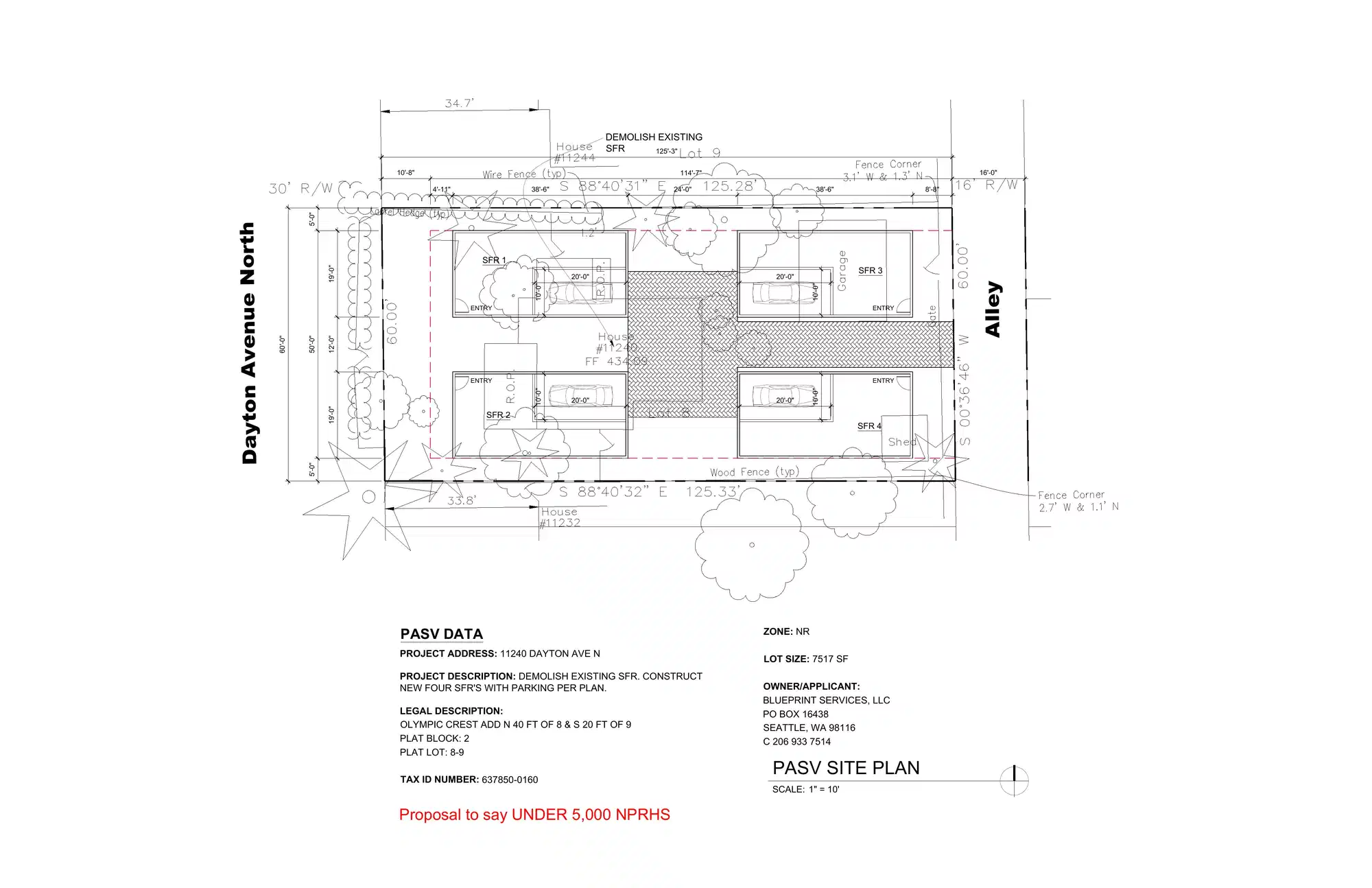 Site plan for 11236 Dayton Ave N