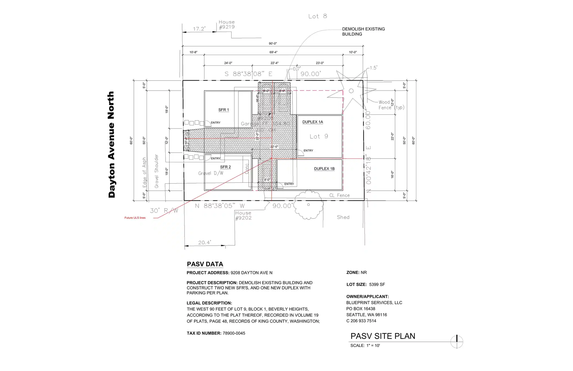 Site plan for 9210 Dayton Ave N