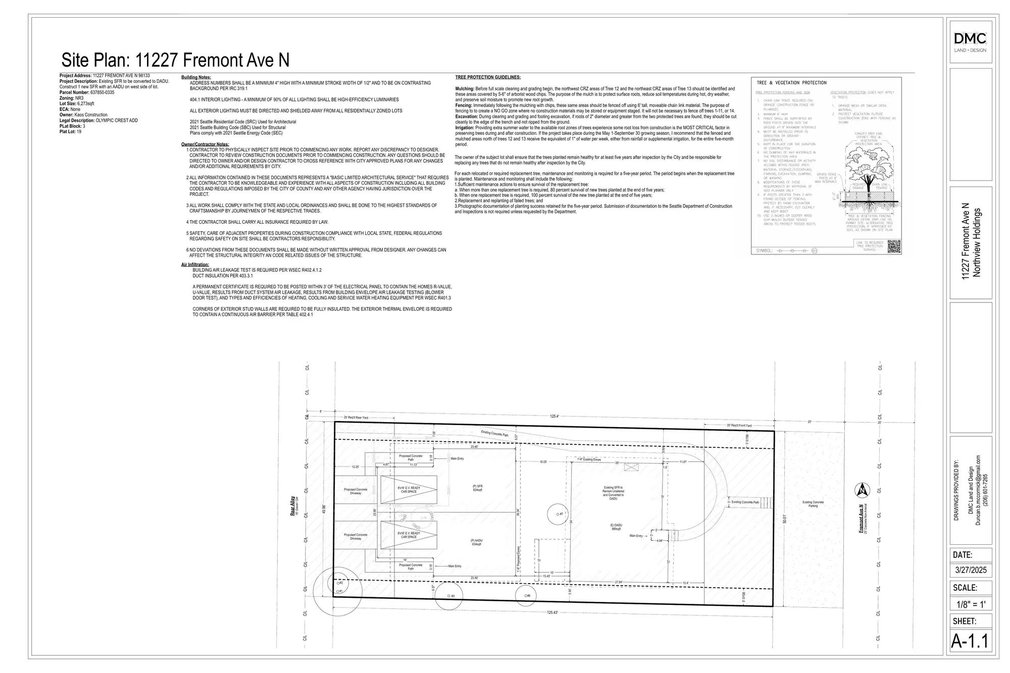 Site plan for 11229 A Fremont Ave N