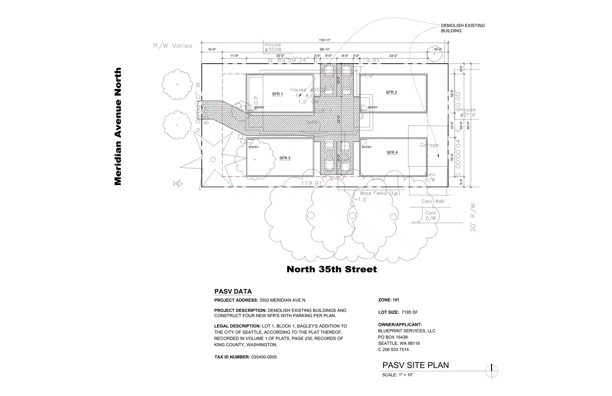 Site plan for 3502 Meridian Ave N