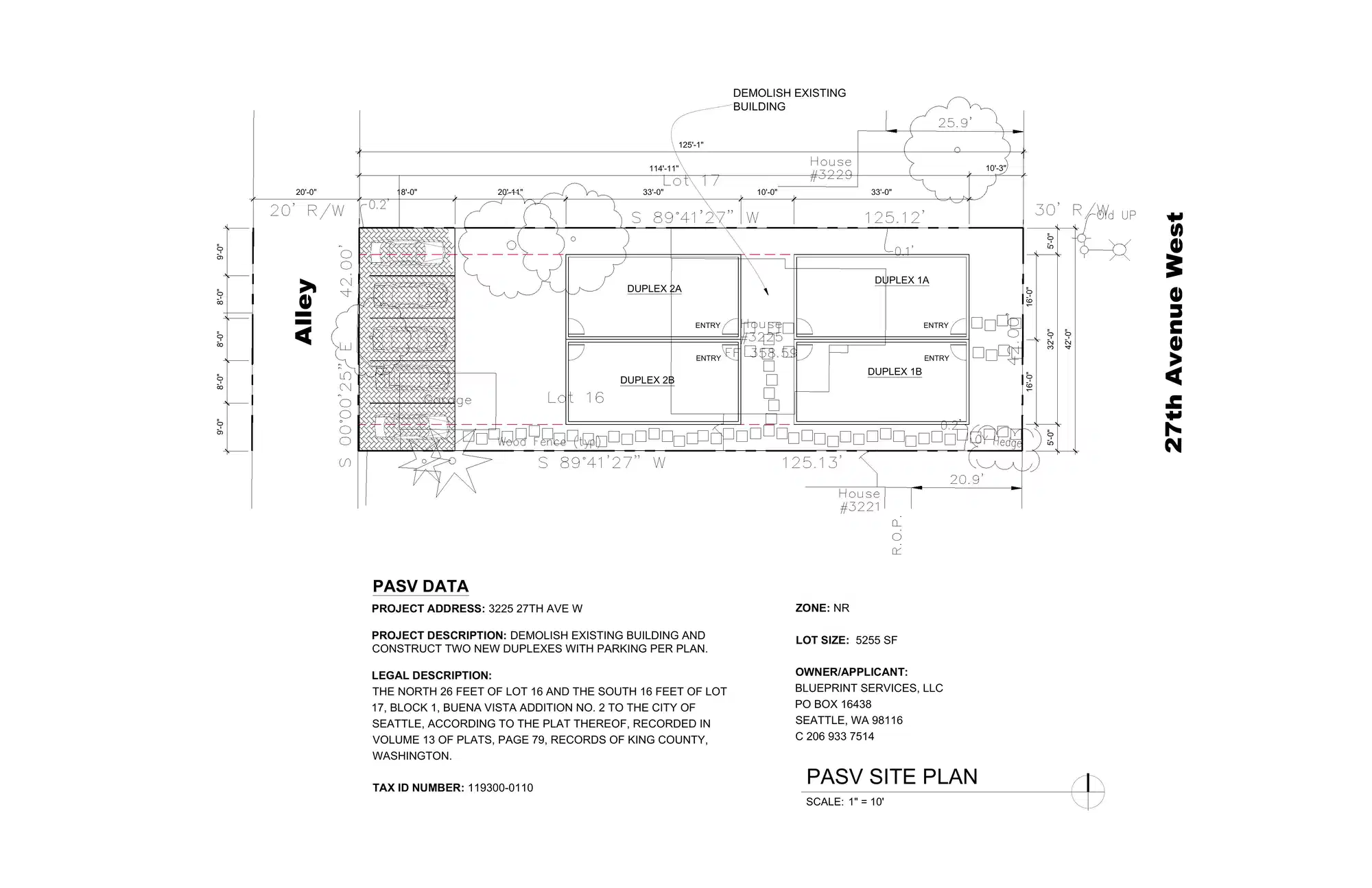 Site plan for 3223 27th Ave W