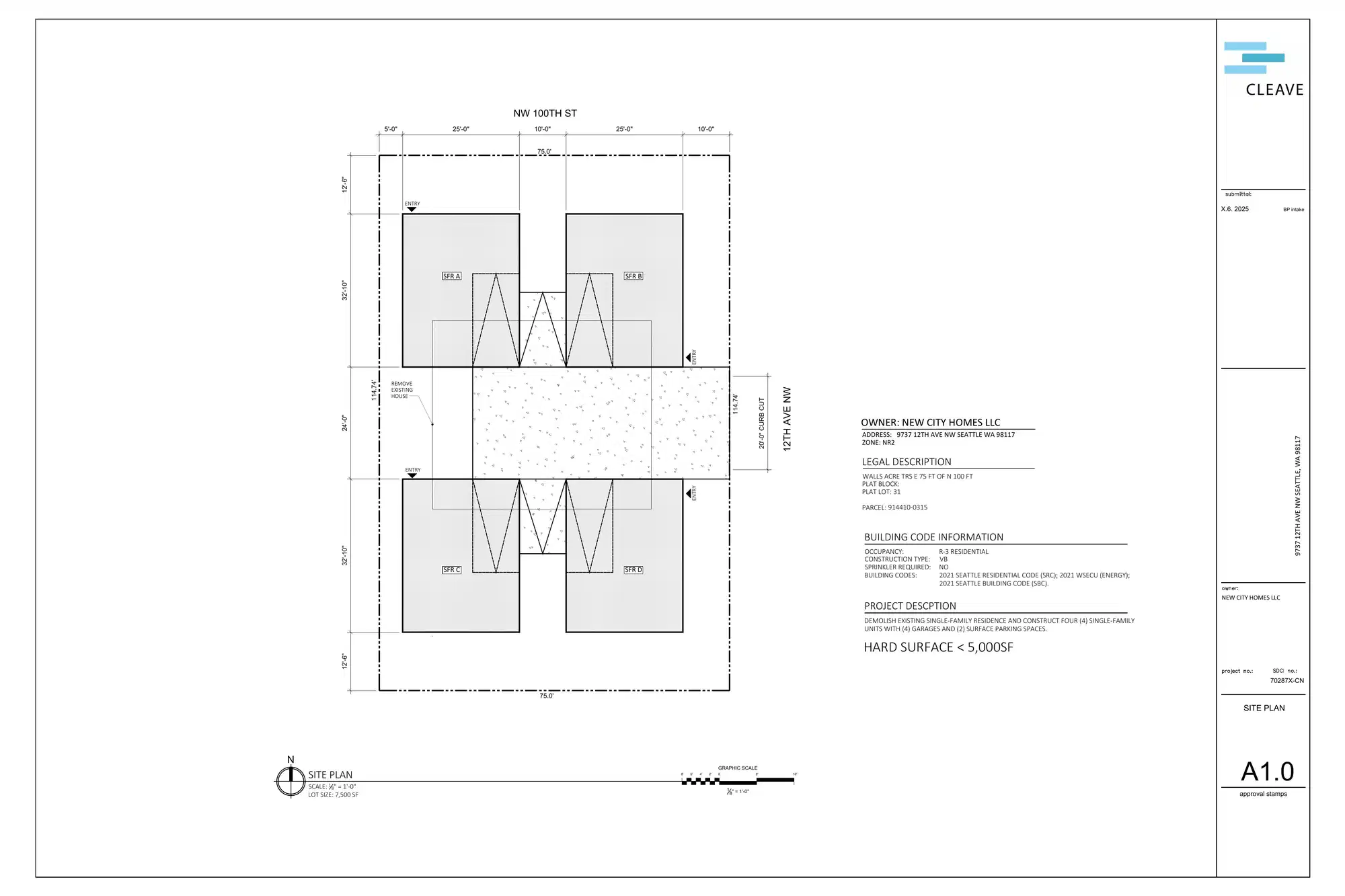 Site plan for 9737 12th Ave NW