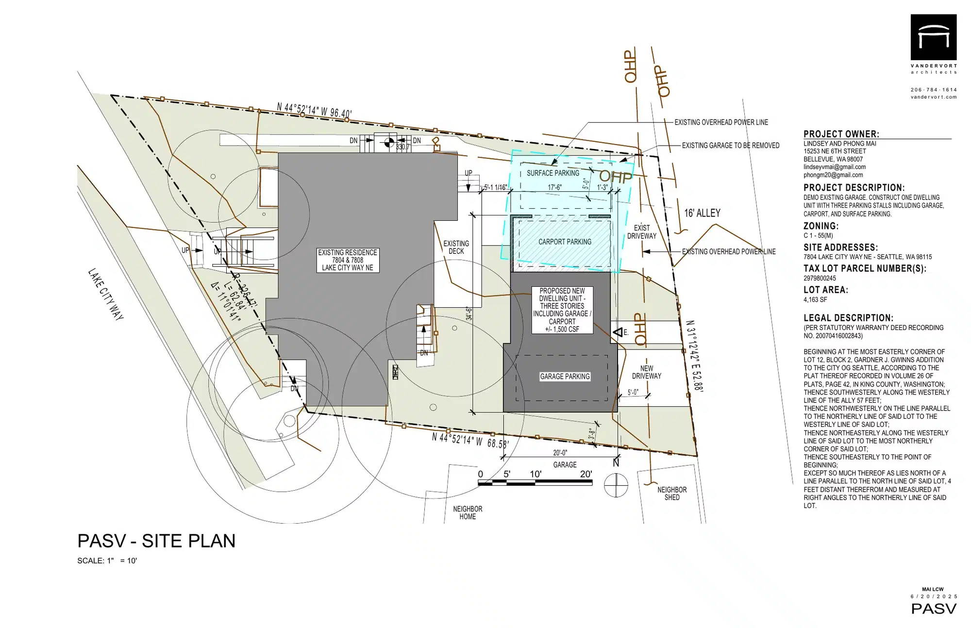 Site plan for 7810 A Lake City Way NE