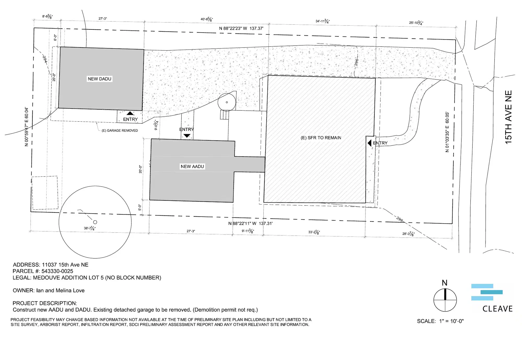 Site plan for 11037 C 15th Ave NE