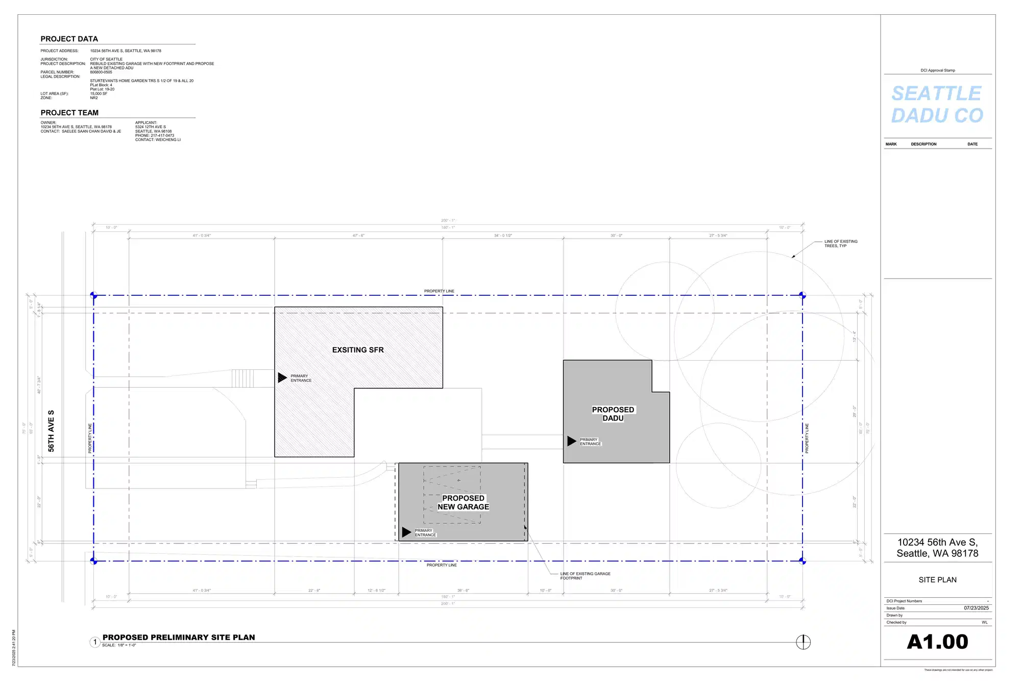 Site plan for 10236 A 56th Ave S
