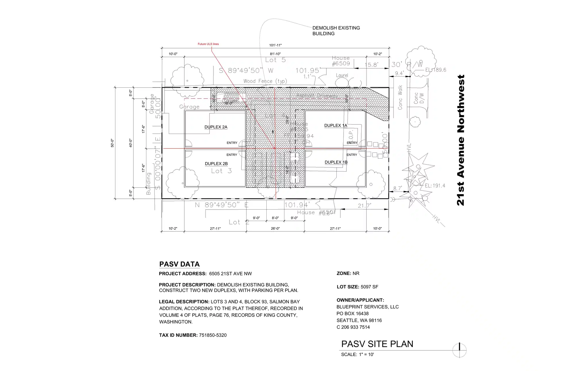 Site plan for 6507 21st Ave NW