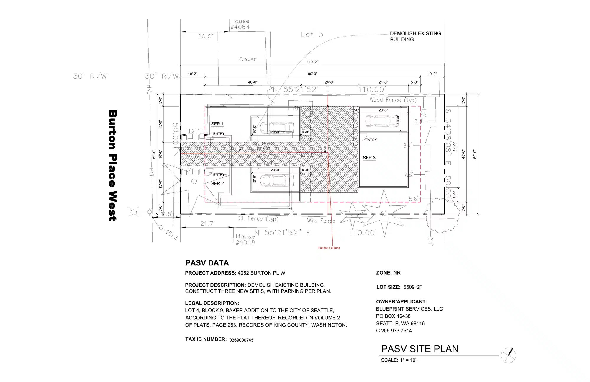 Site plan for 4054 Burton Pl W