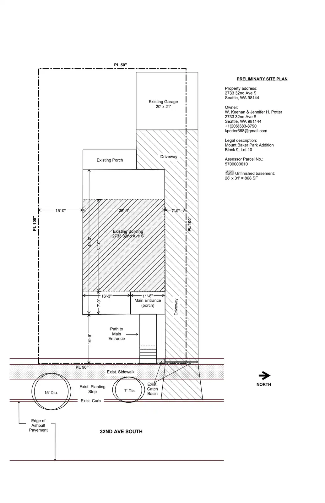 Site plan for 2733 32nd Ave S