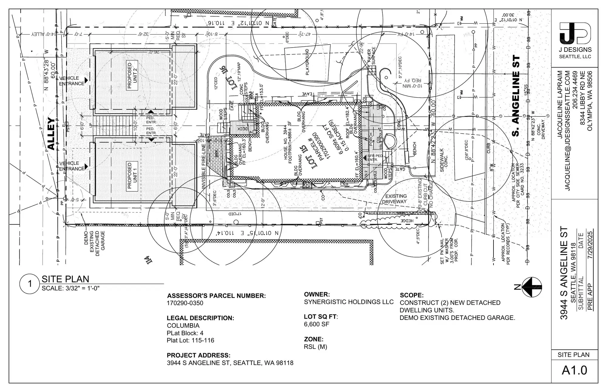 Site plan for 3944 S Angeline St