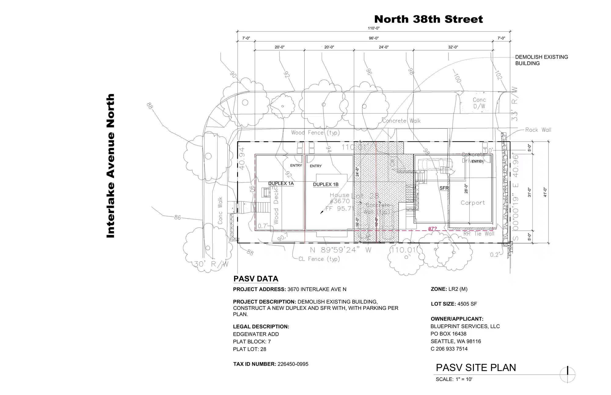 Site plan for 3670 Interlake Ave N
