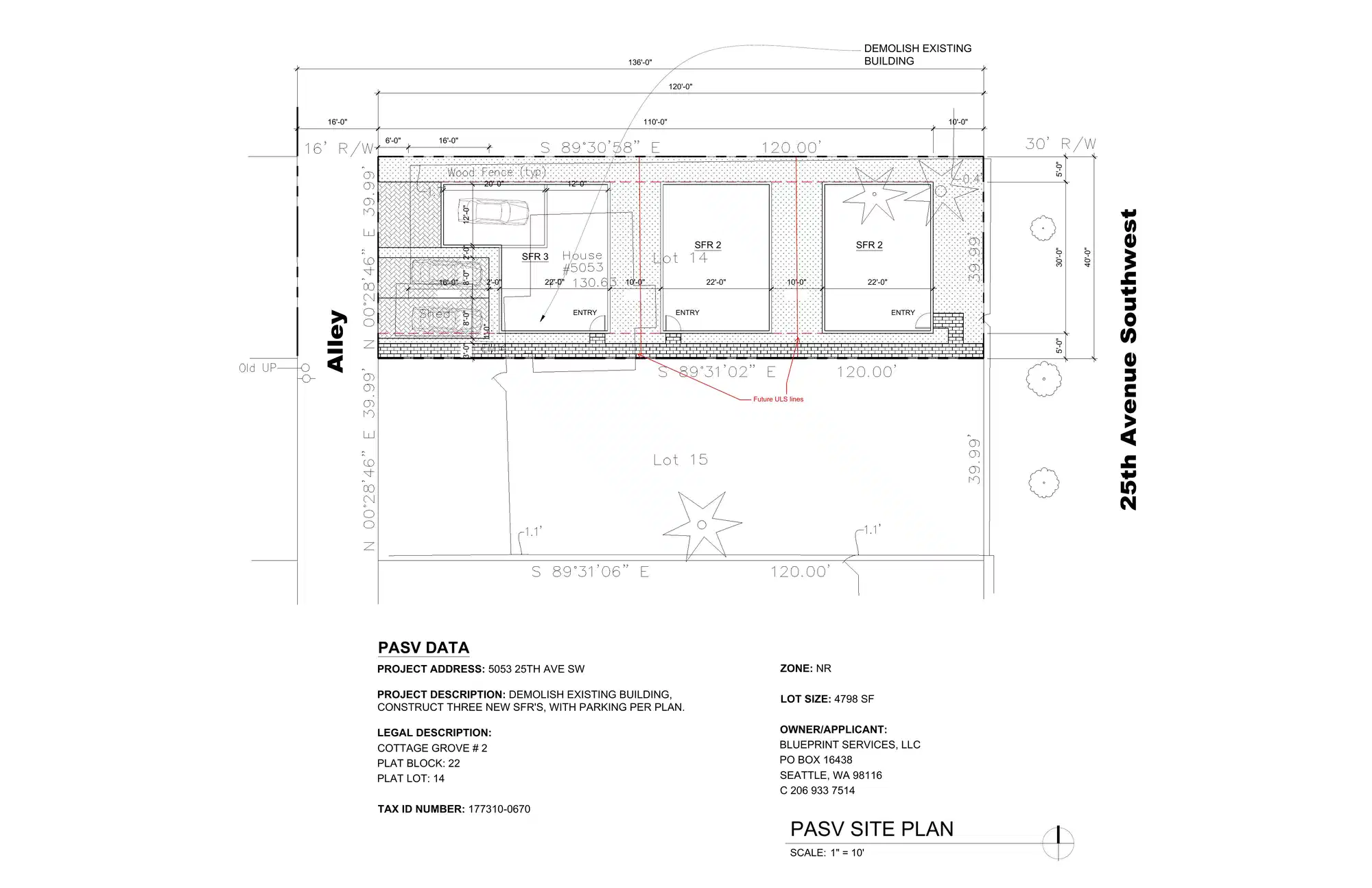 Site plan for 5053 A 25th Ave SW