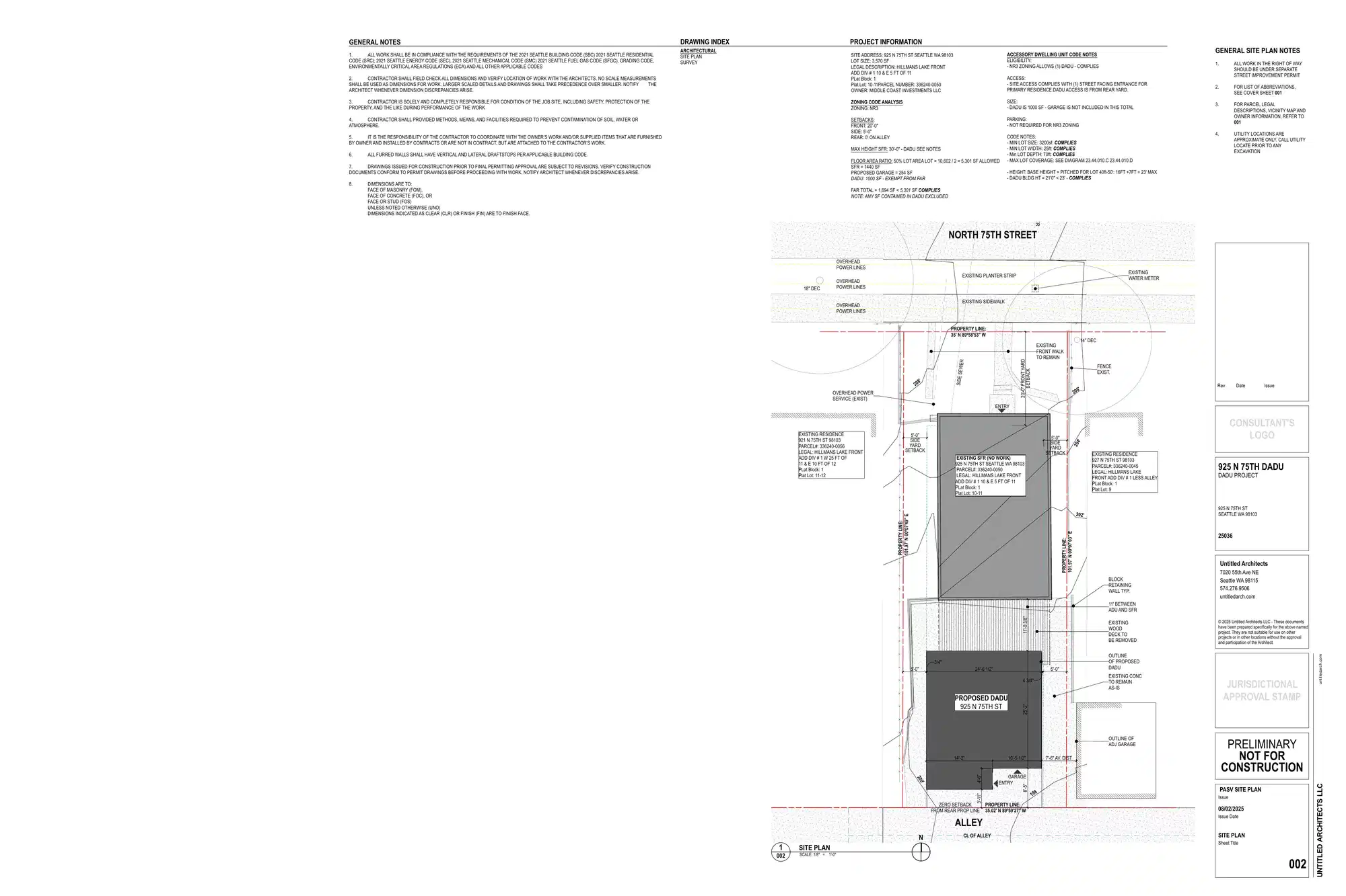 Site plan for 925 B N 75th St