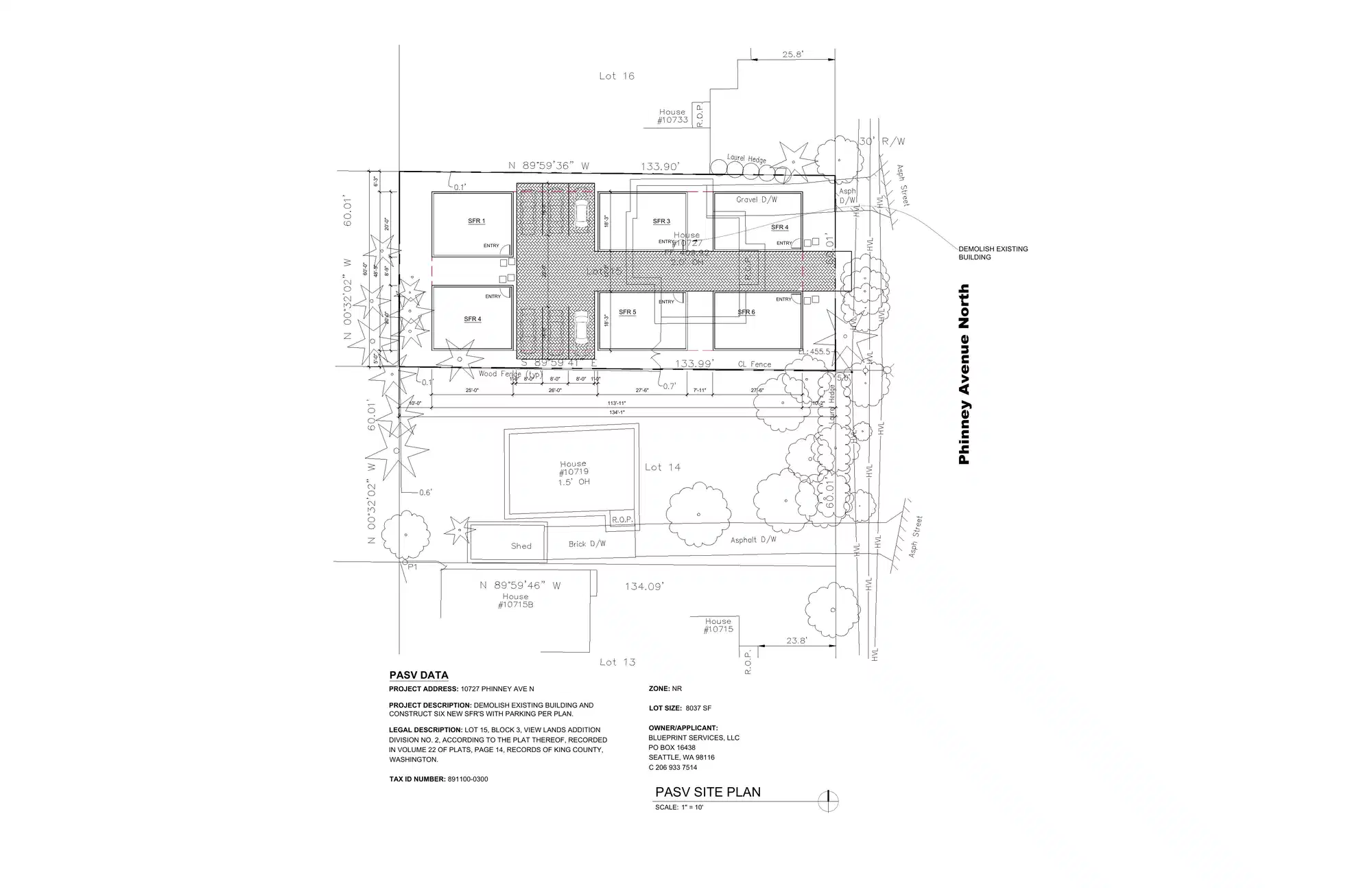 Site plan for 10719 Phinney Ave N