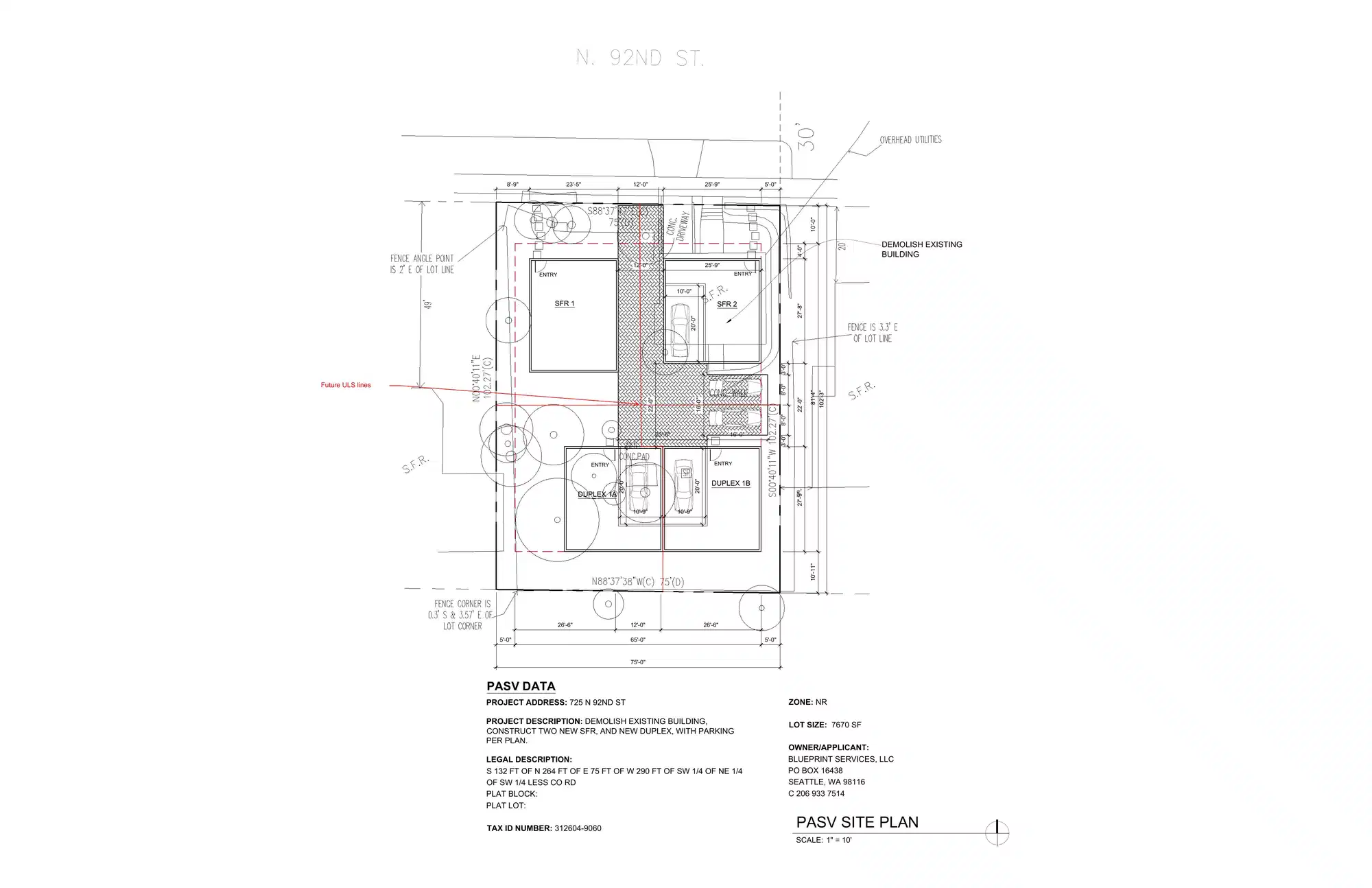 Site plan for 725 N 92nd St