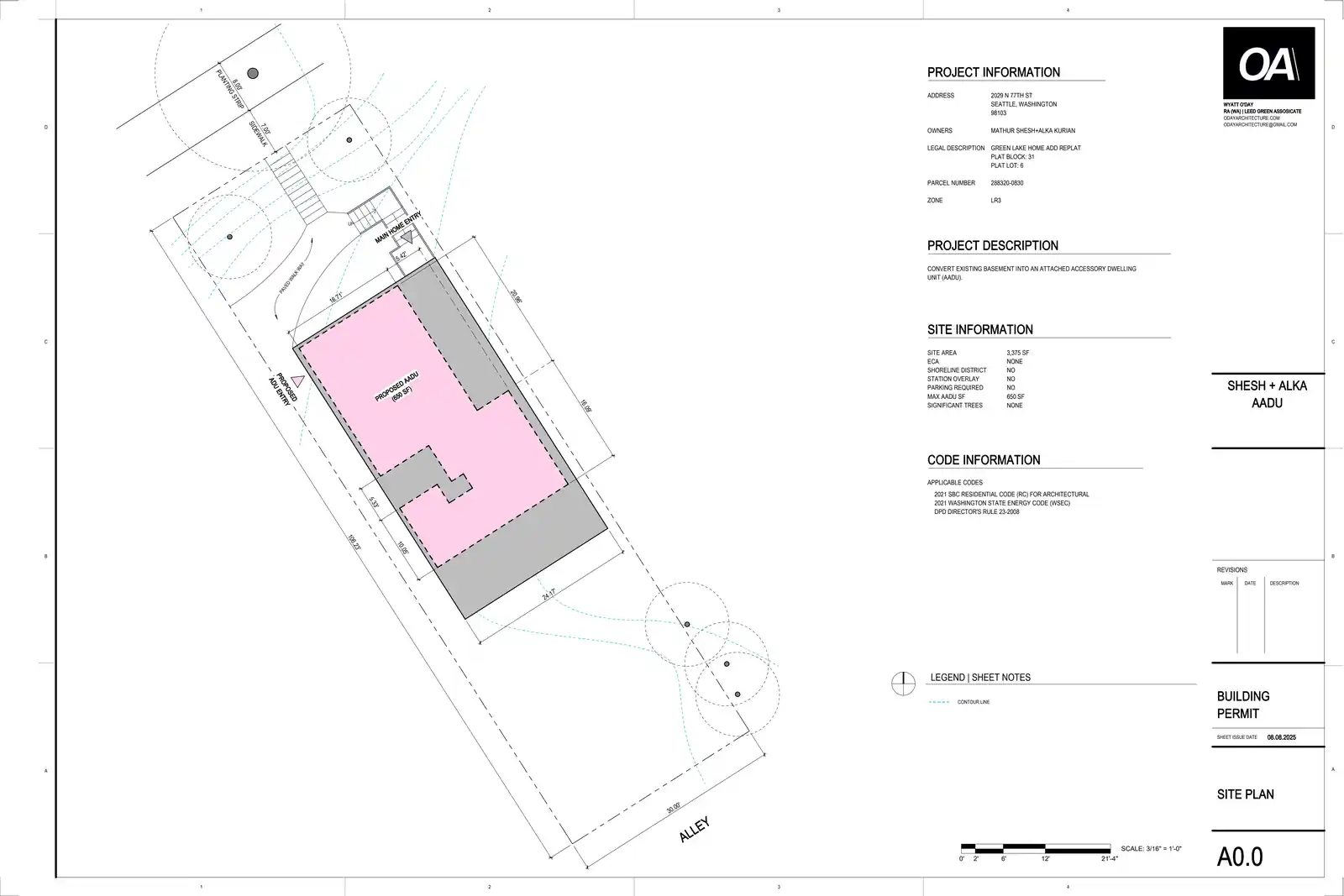 Site plan for 2029 N 77th St