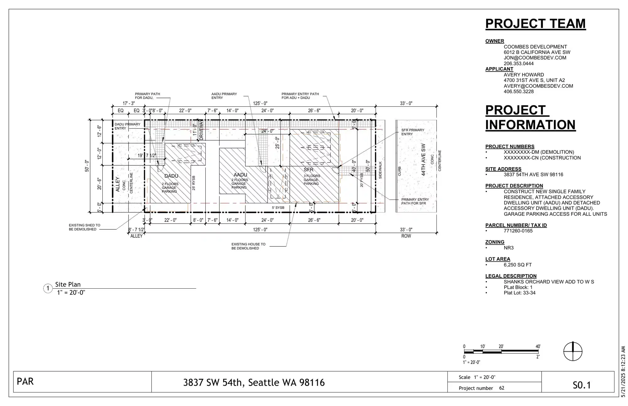 Site plan for 3835 54th Ave SW
