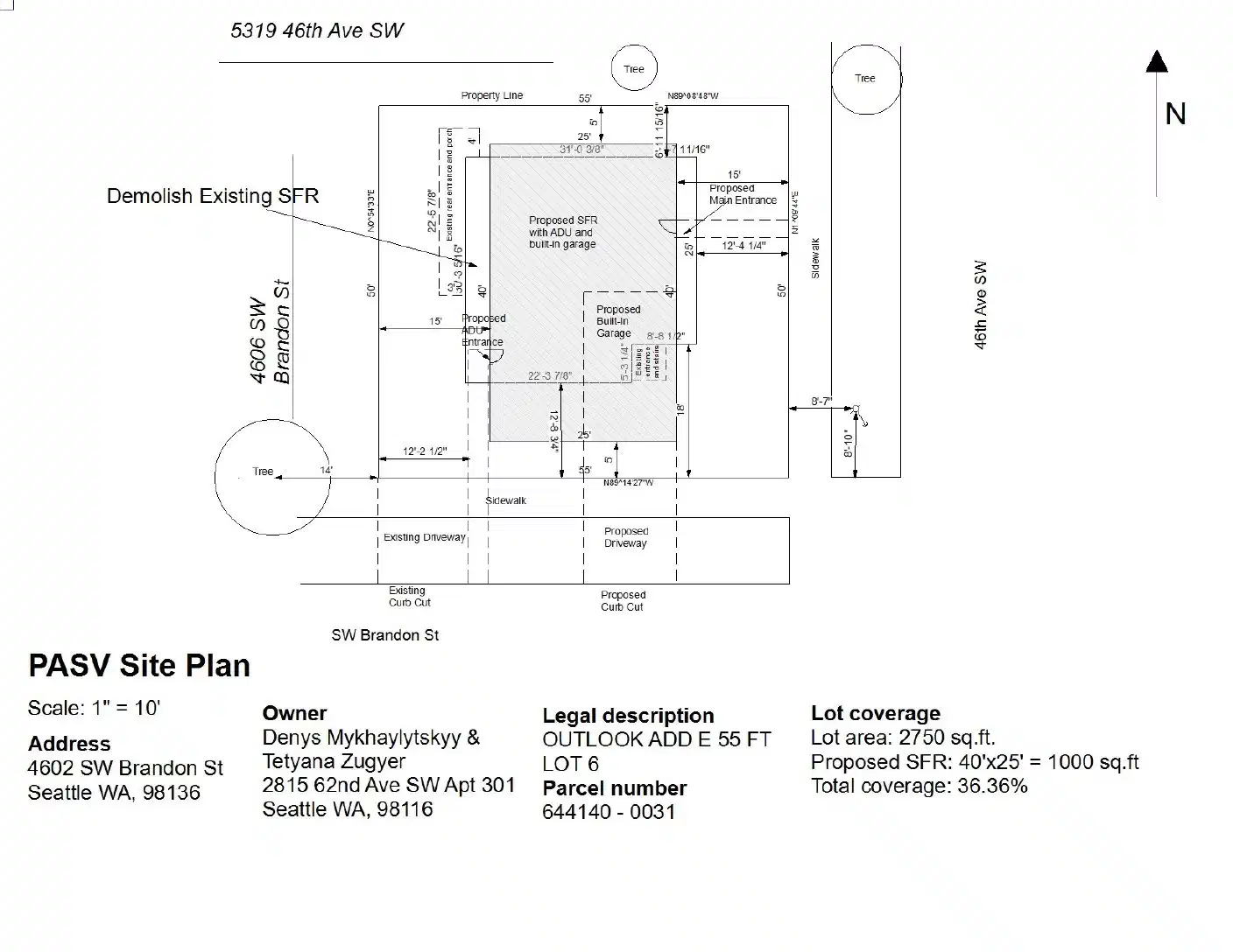 Site plan for 5325 46th Ave SW