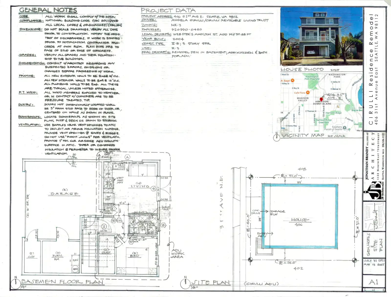 Site plan for 406 B 31st Ave E
