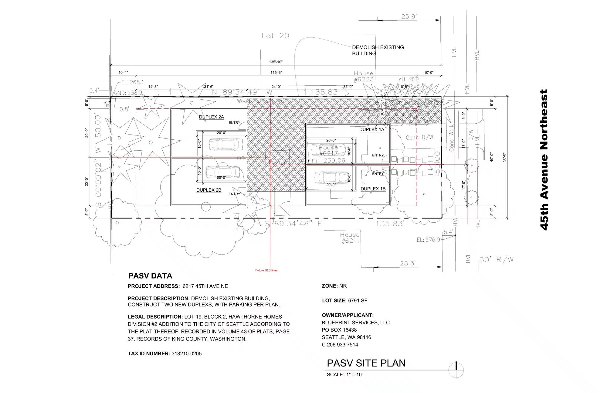 Site plan for 6219 45th Ave NE