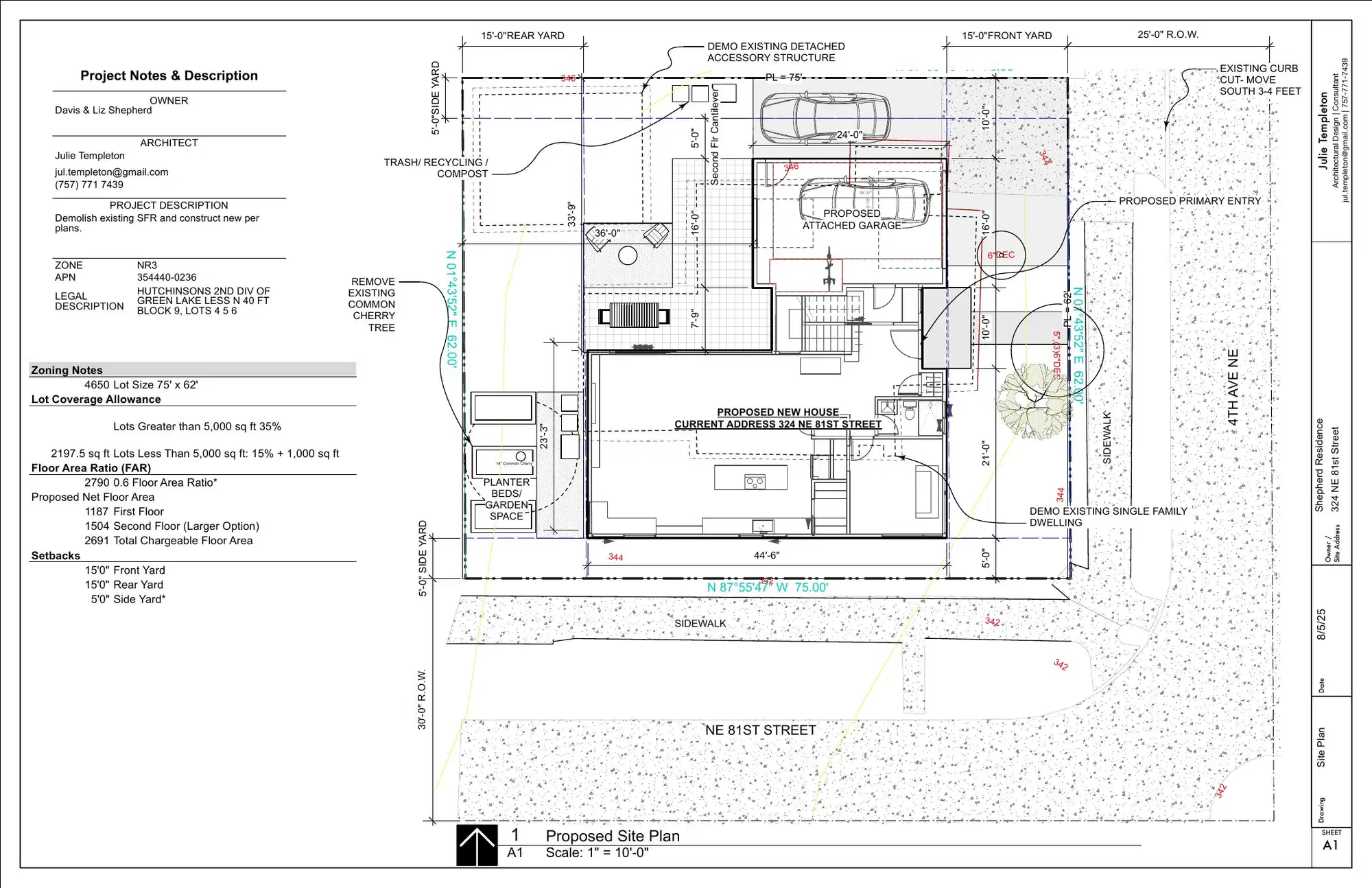 Site plan for 8103 4th Ave NE