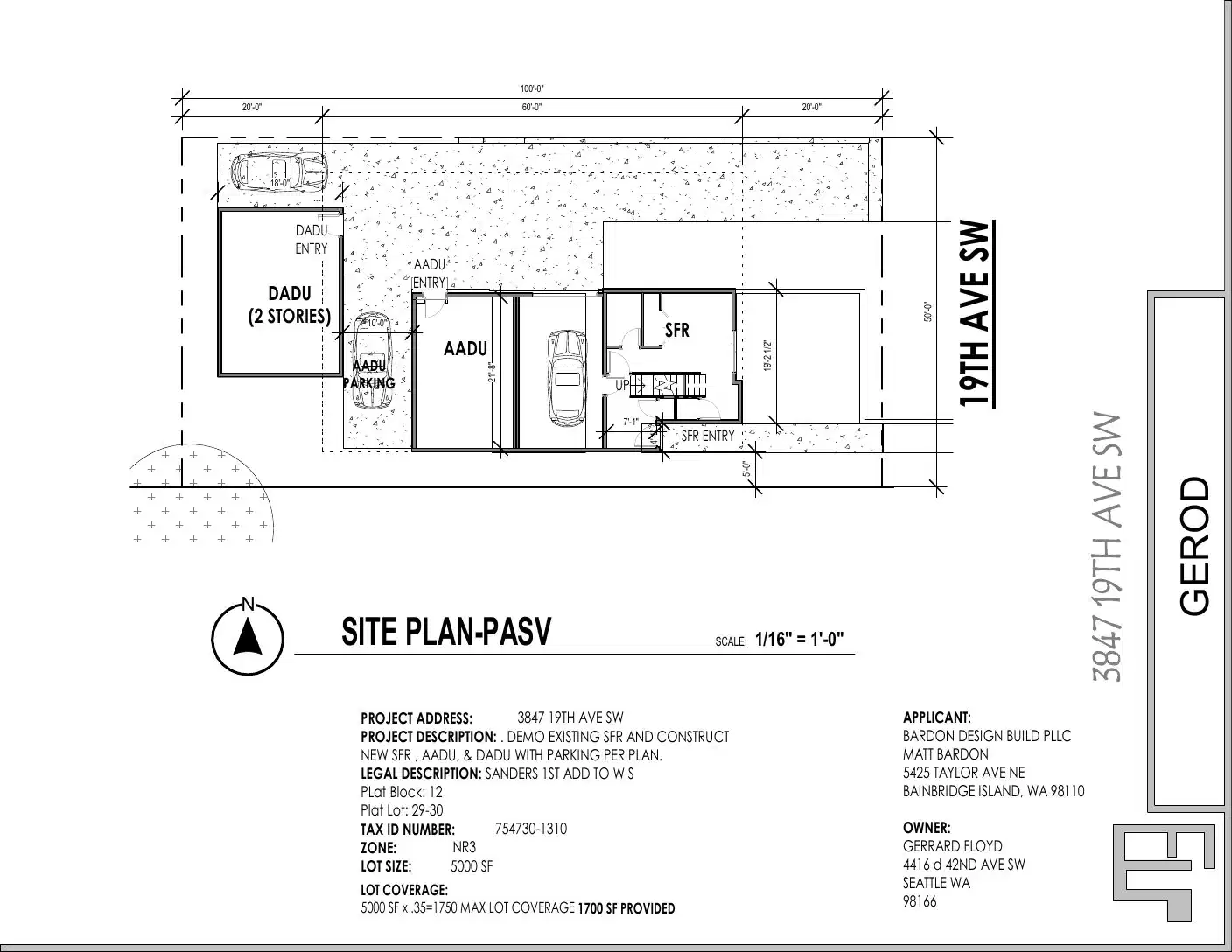 Site plan for 3845 19th Ave SW