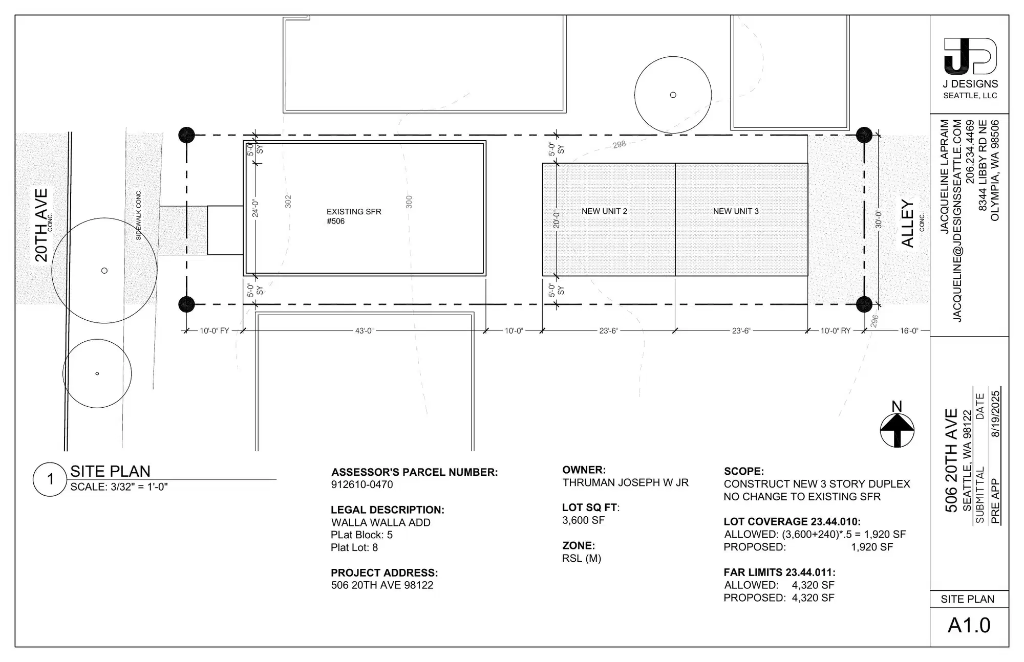 Site plan for 506 20th Ave