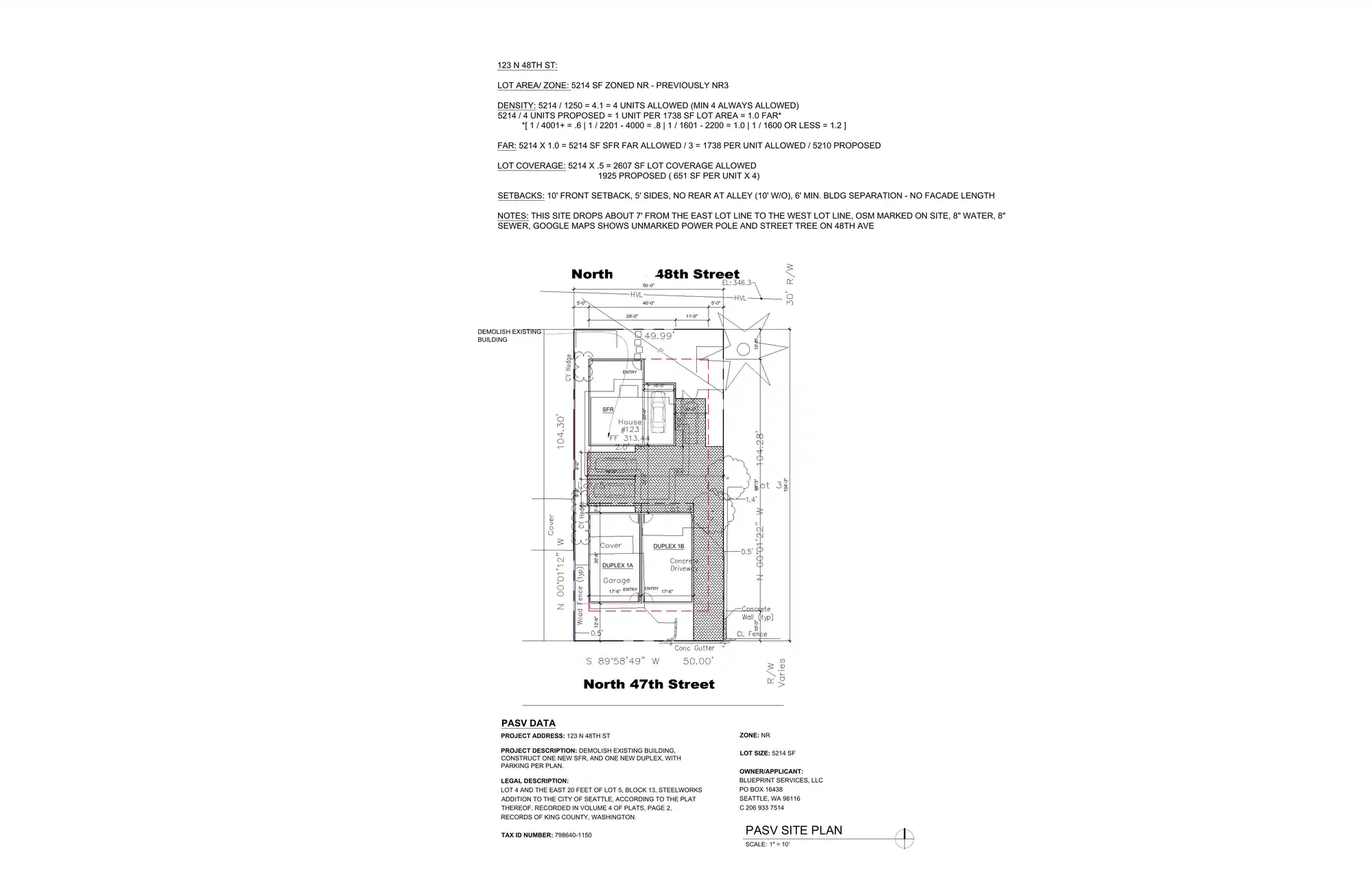 Site plan for 123 N 48th St